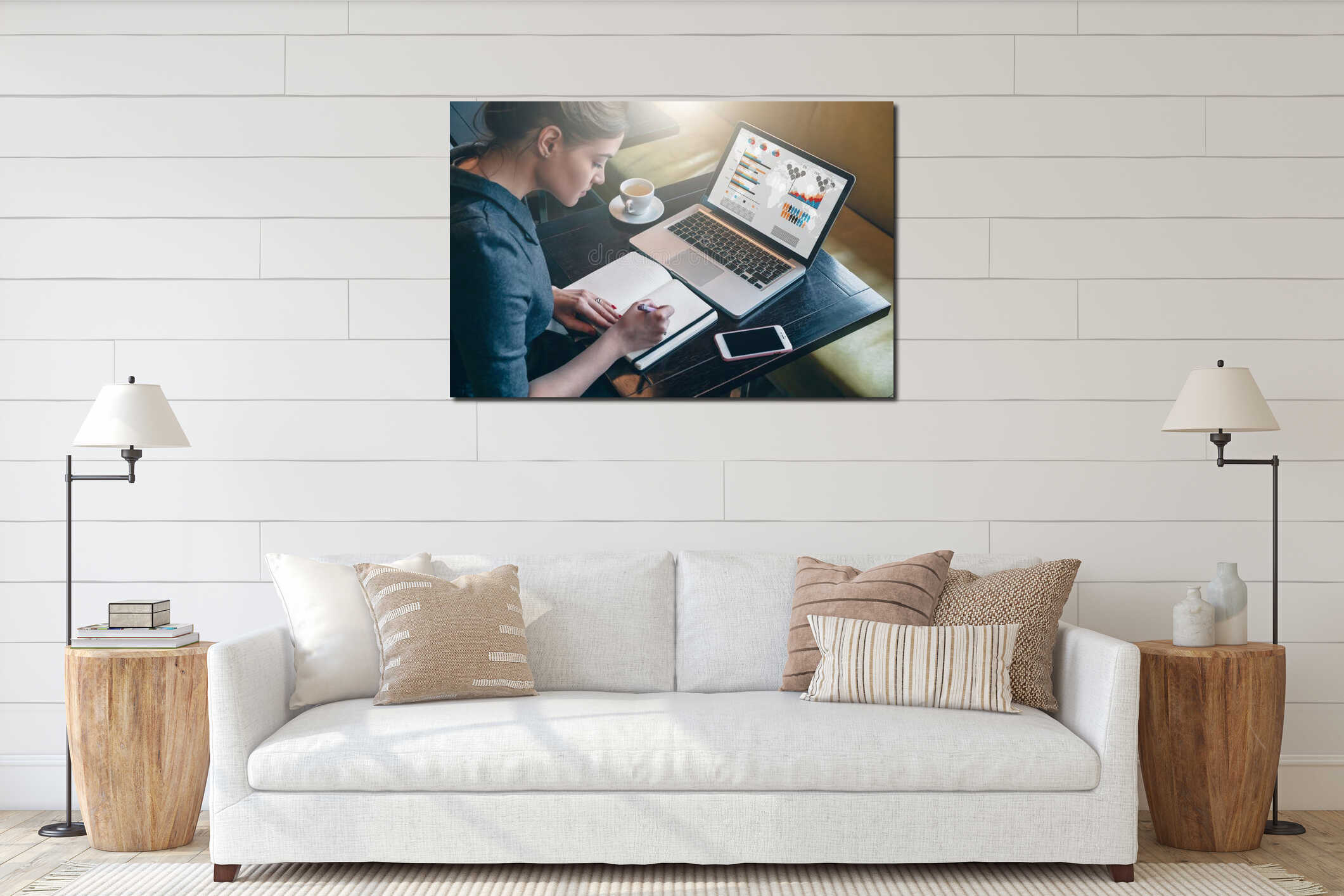 Canvas hanging interior mockup
