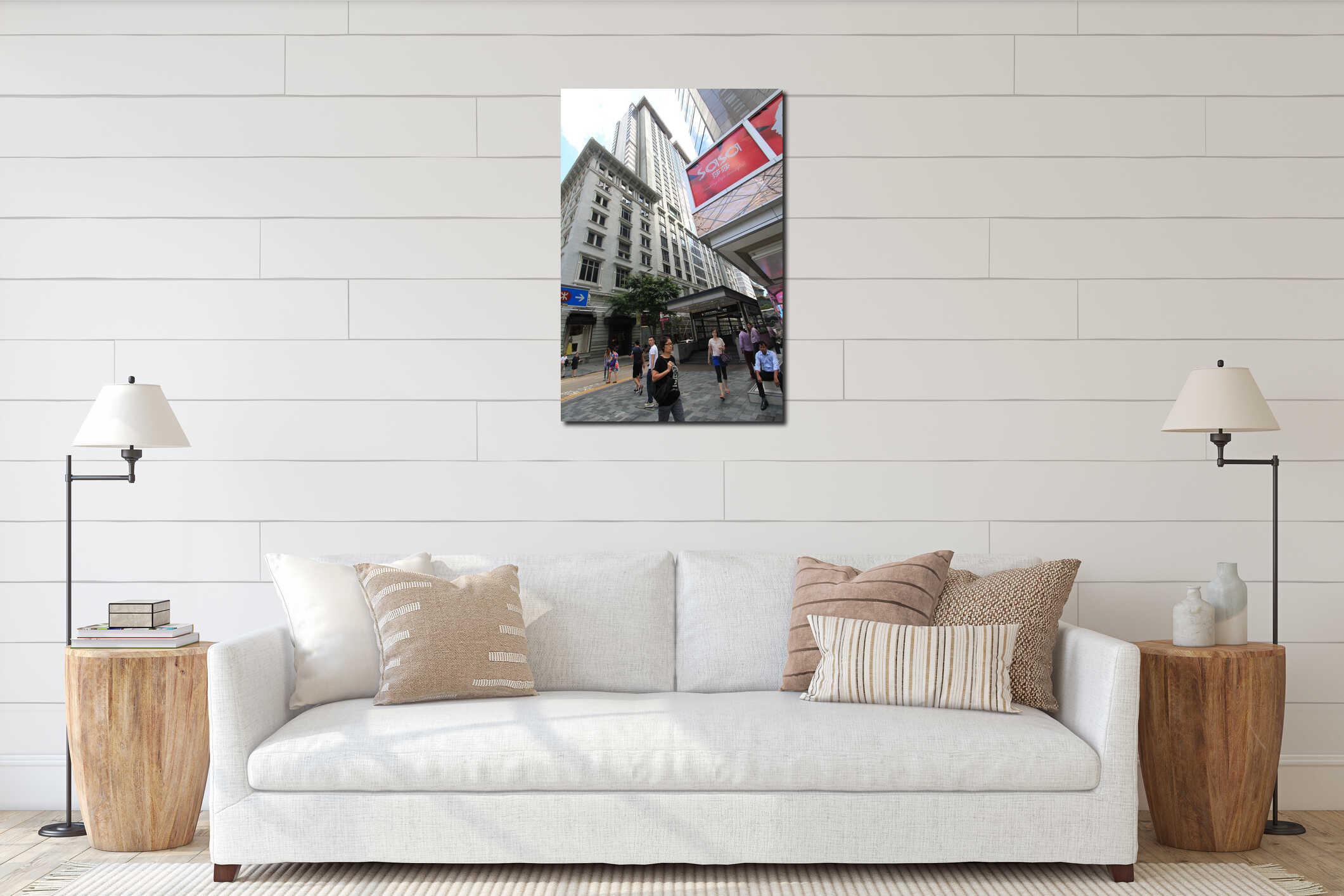 Canvas hanging interior mockup