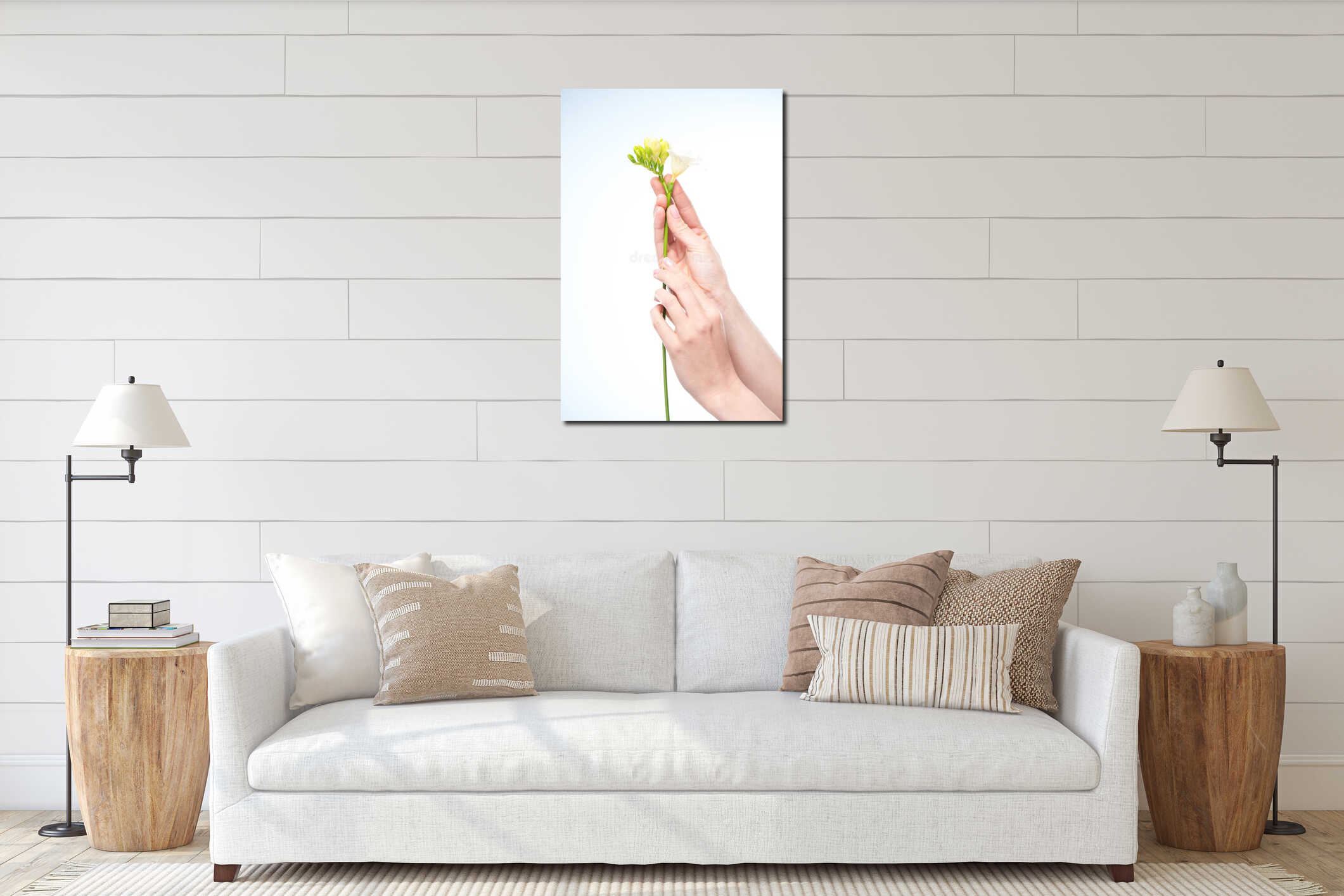 Canvas hanging interior mockup