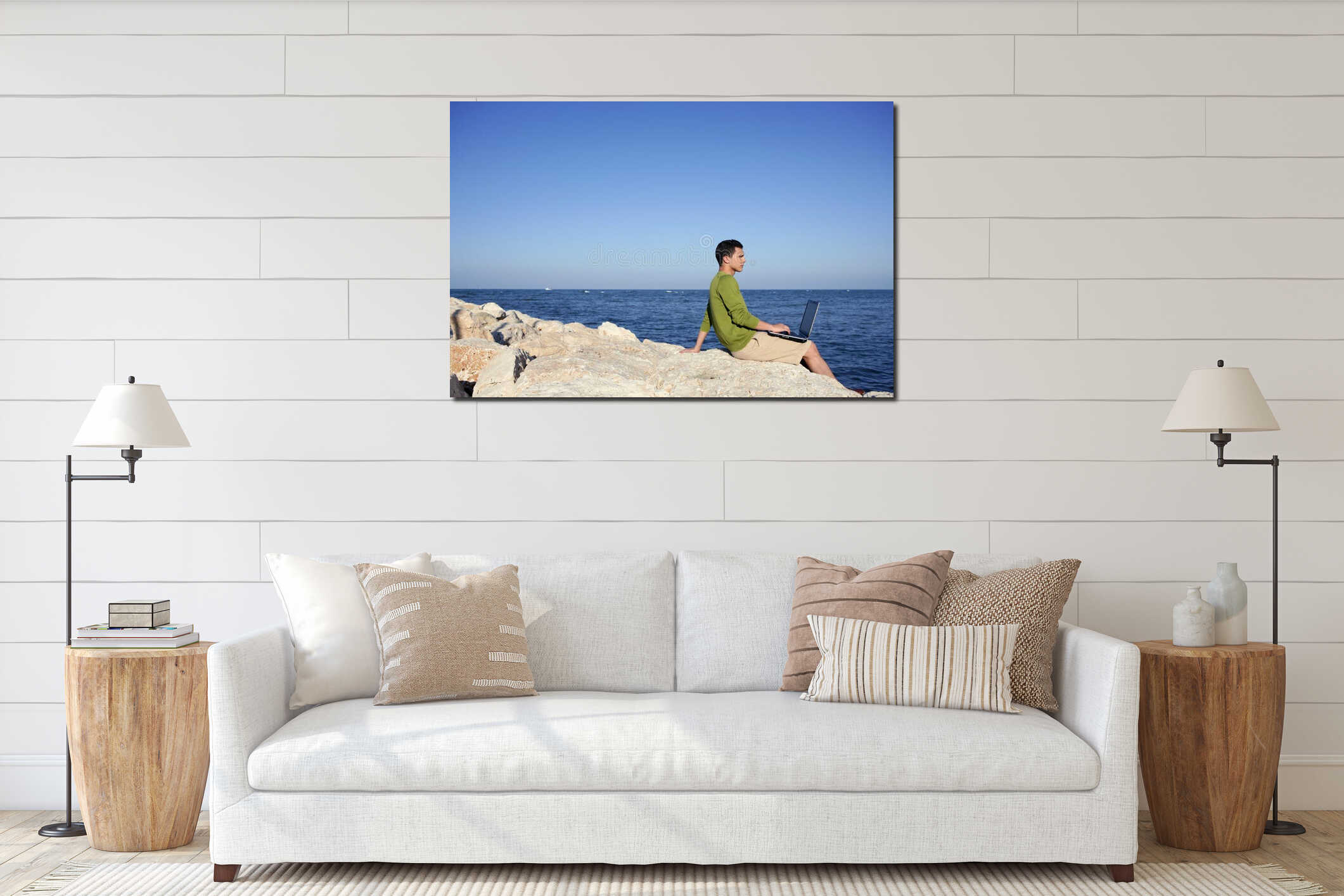 Canvas hanging interior mockup