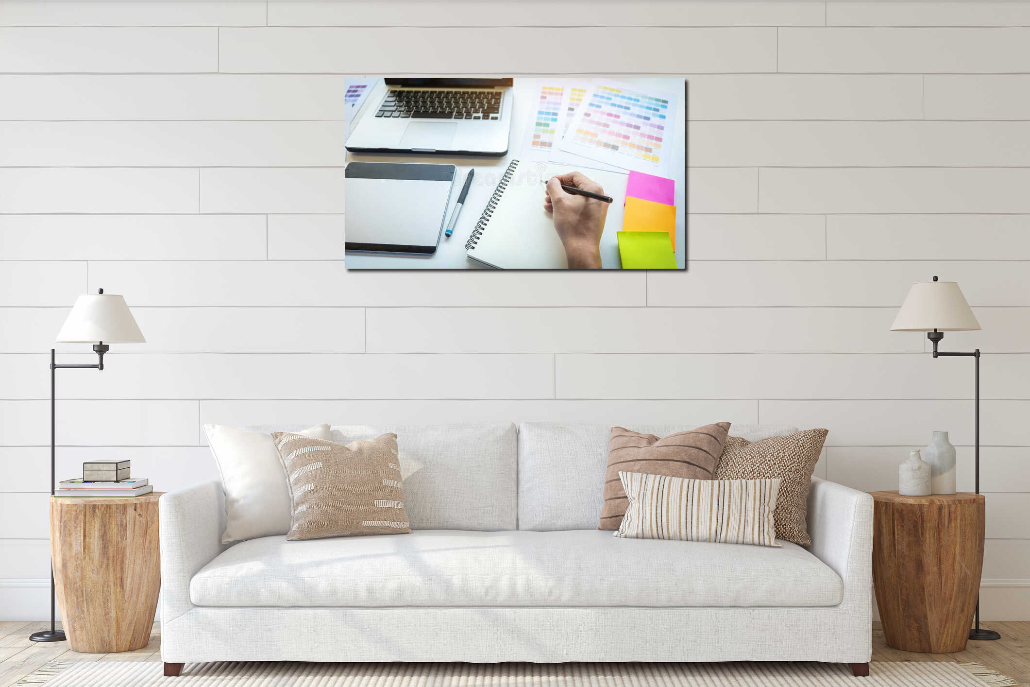 Canvas hanging interior mockup