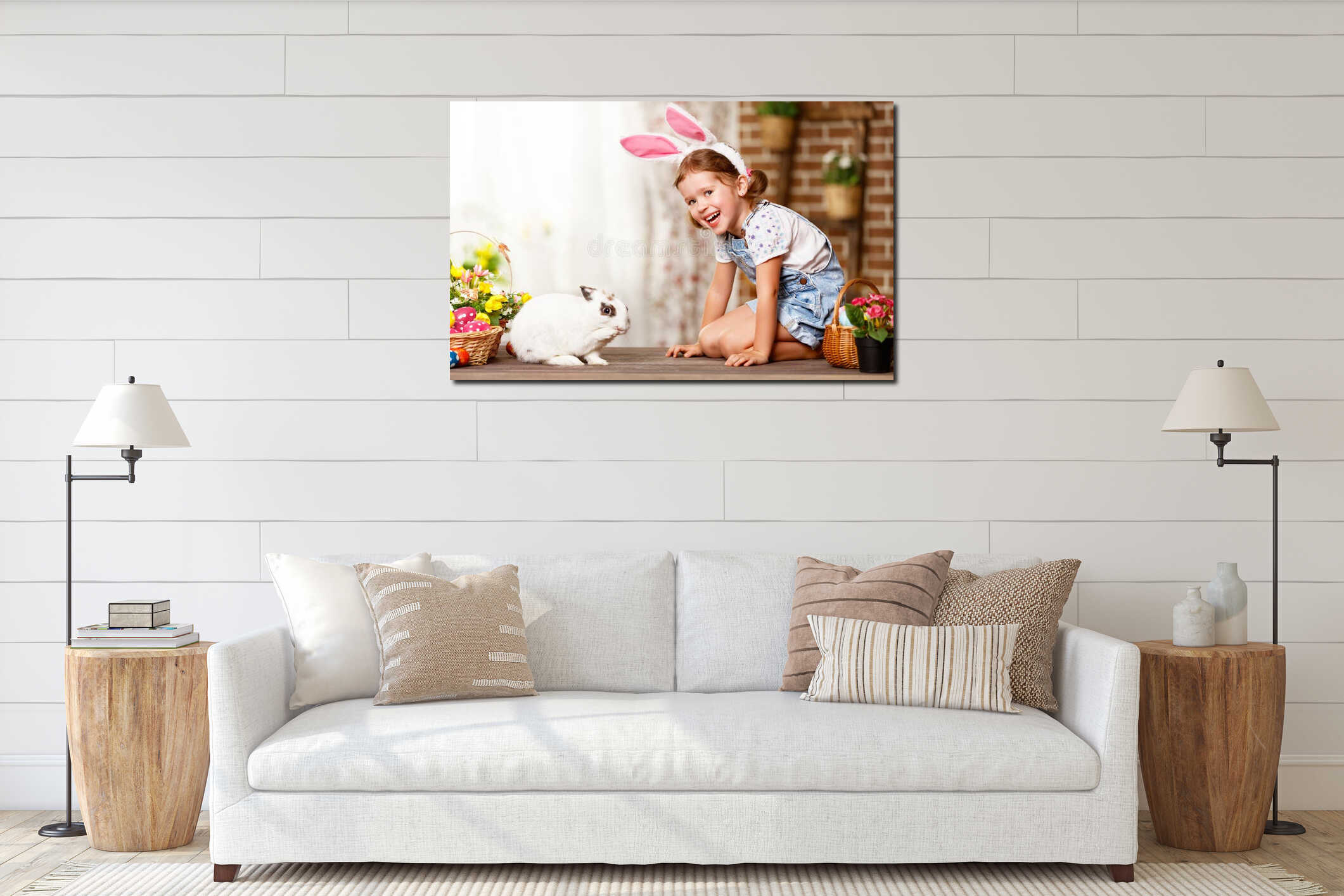 Canvas hanging interior mockup