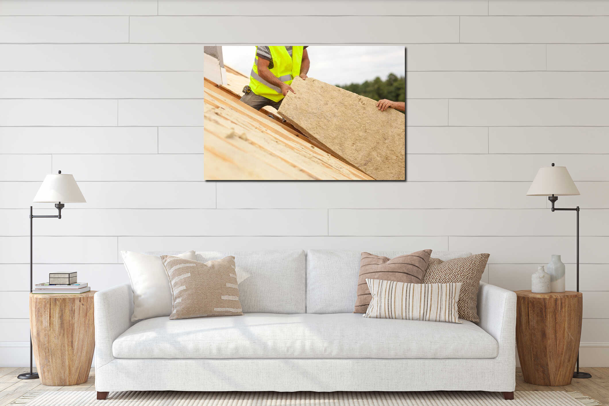 Canvas hanging interior mockup