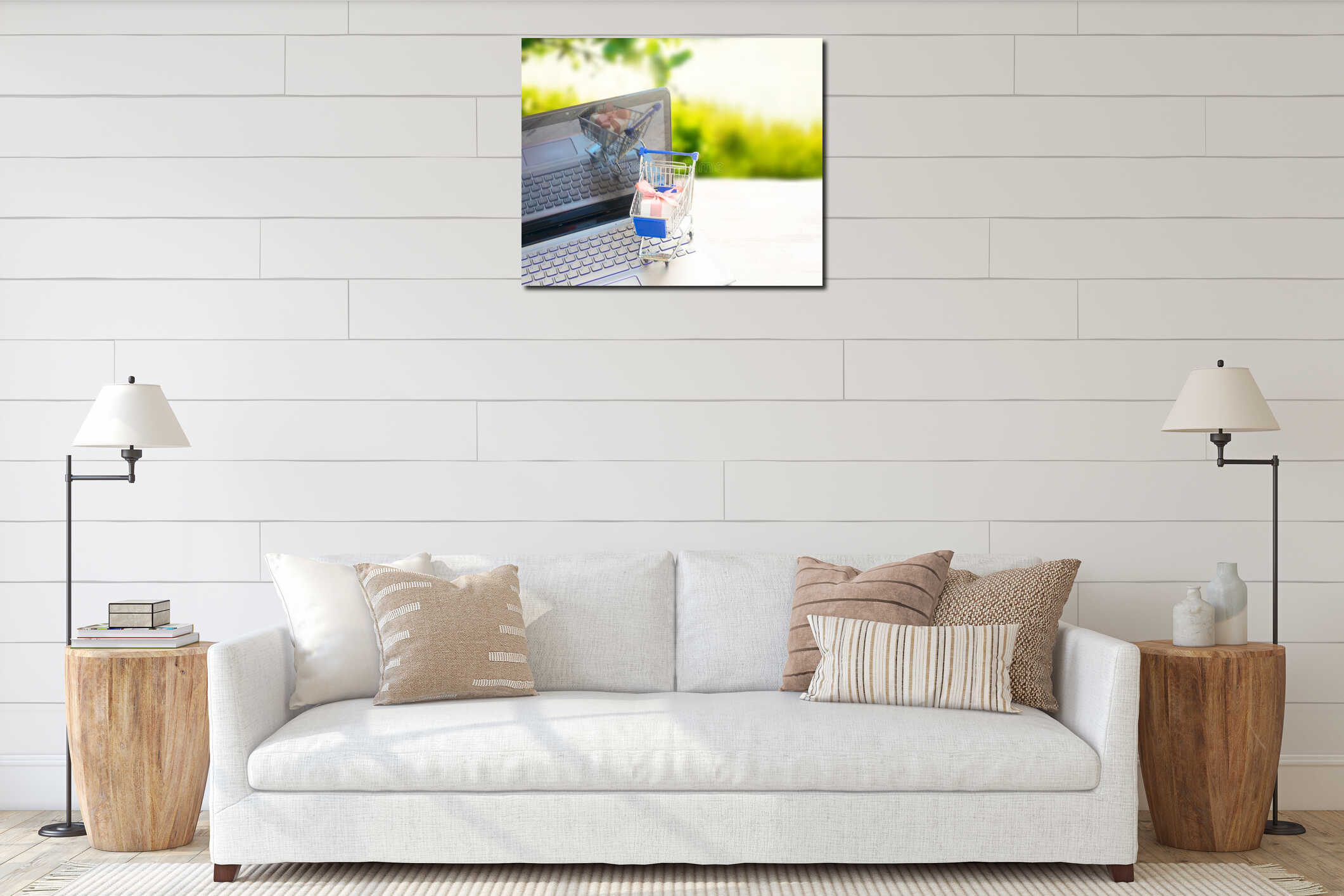 Canvas hanging interior mockup