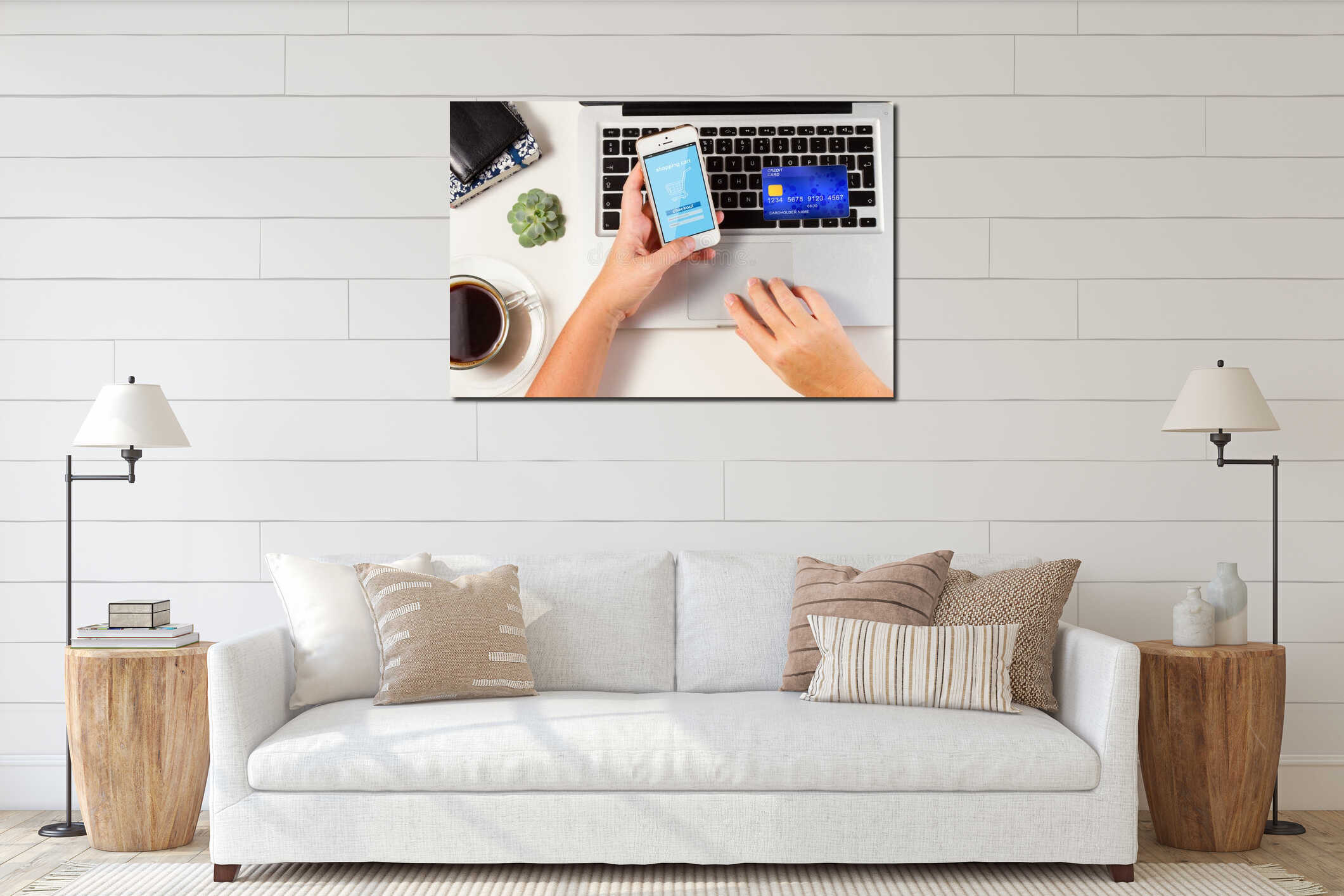 Canvas hanging interior mockup