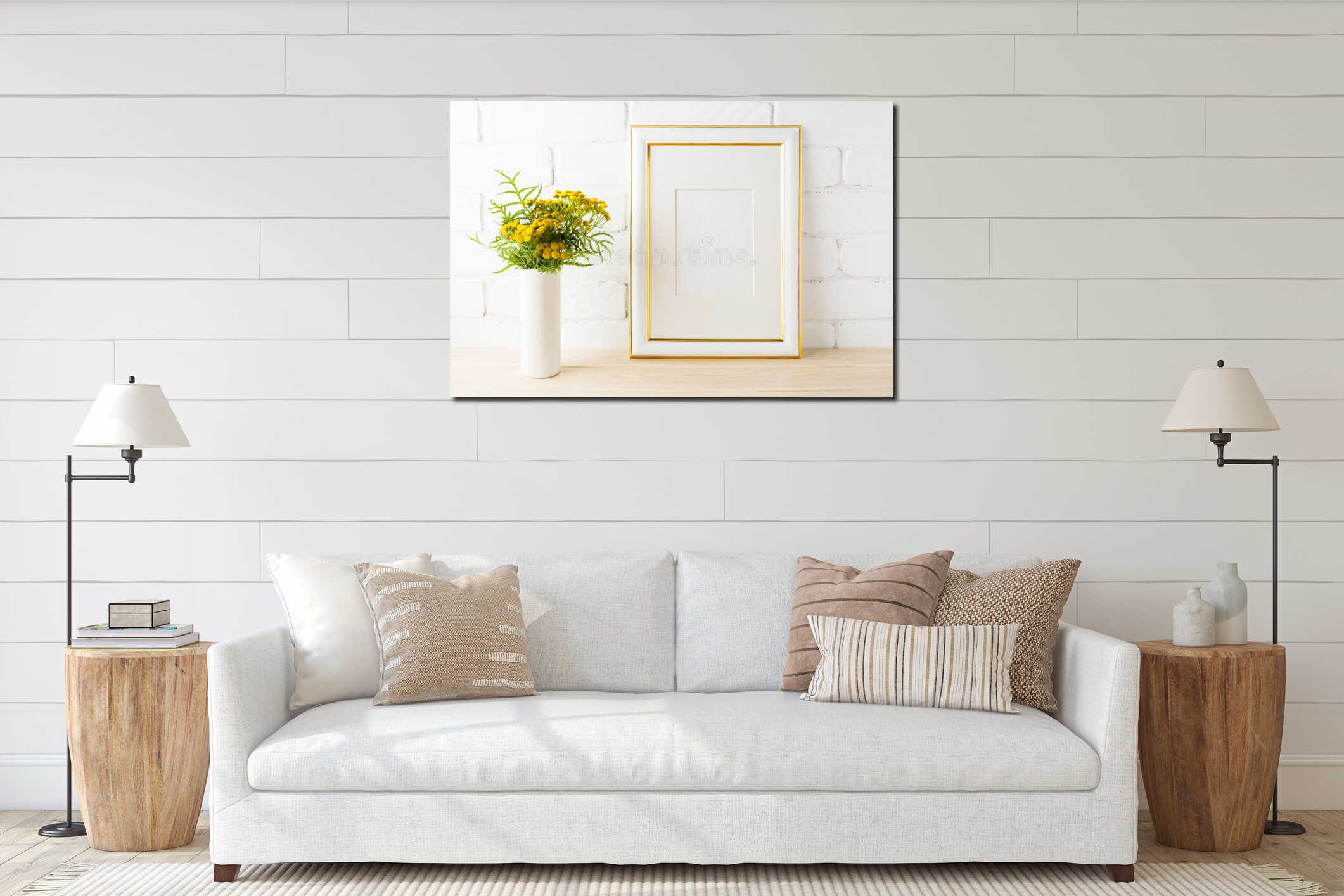 Canvas hanging interior mockup