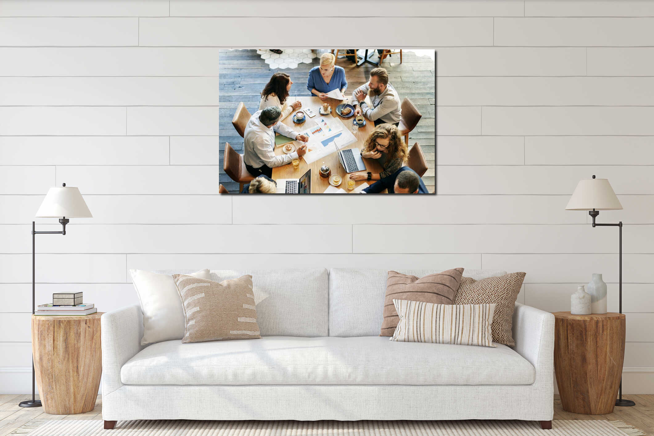 Canvas hanging interior mockup