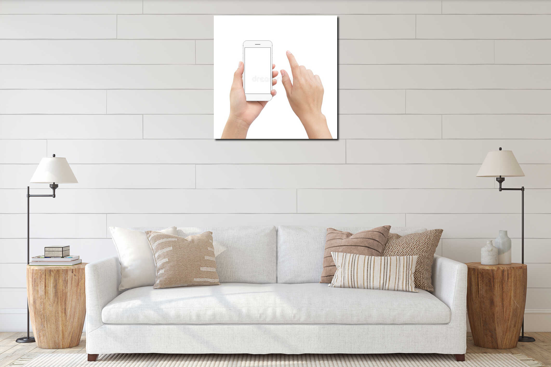 Canvas hanging interior mockup