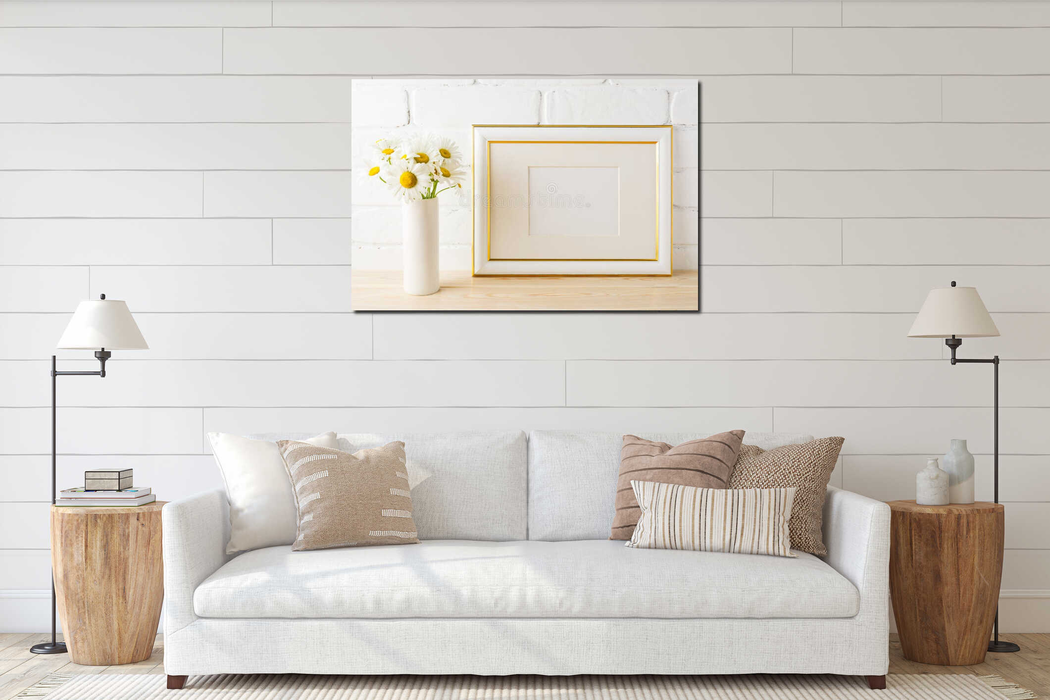 Canvas hanging interior mockup