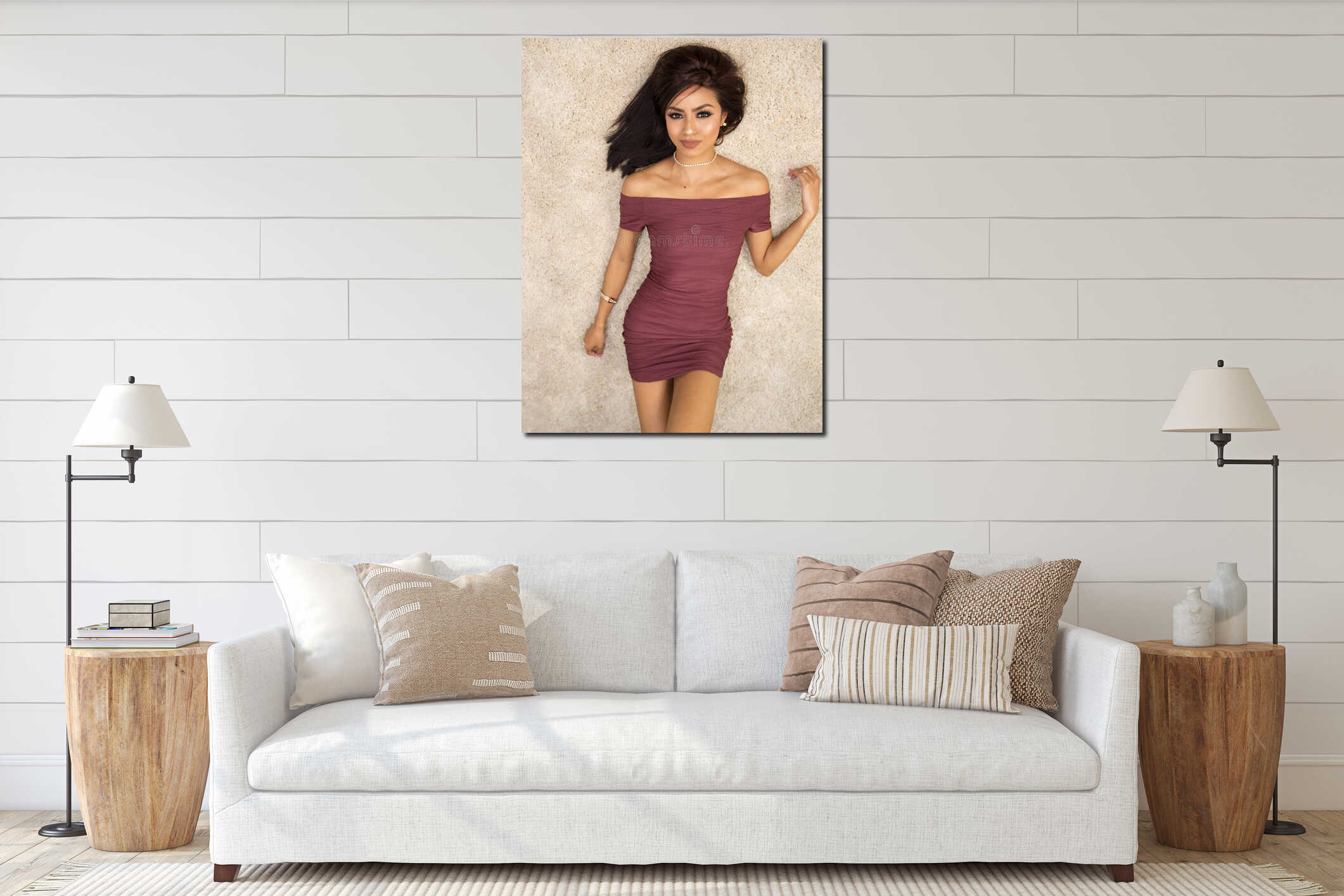 Canvas hanging interior mockup