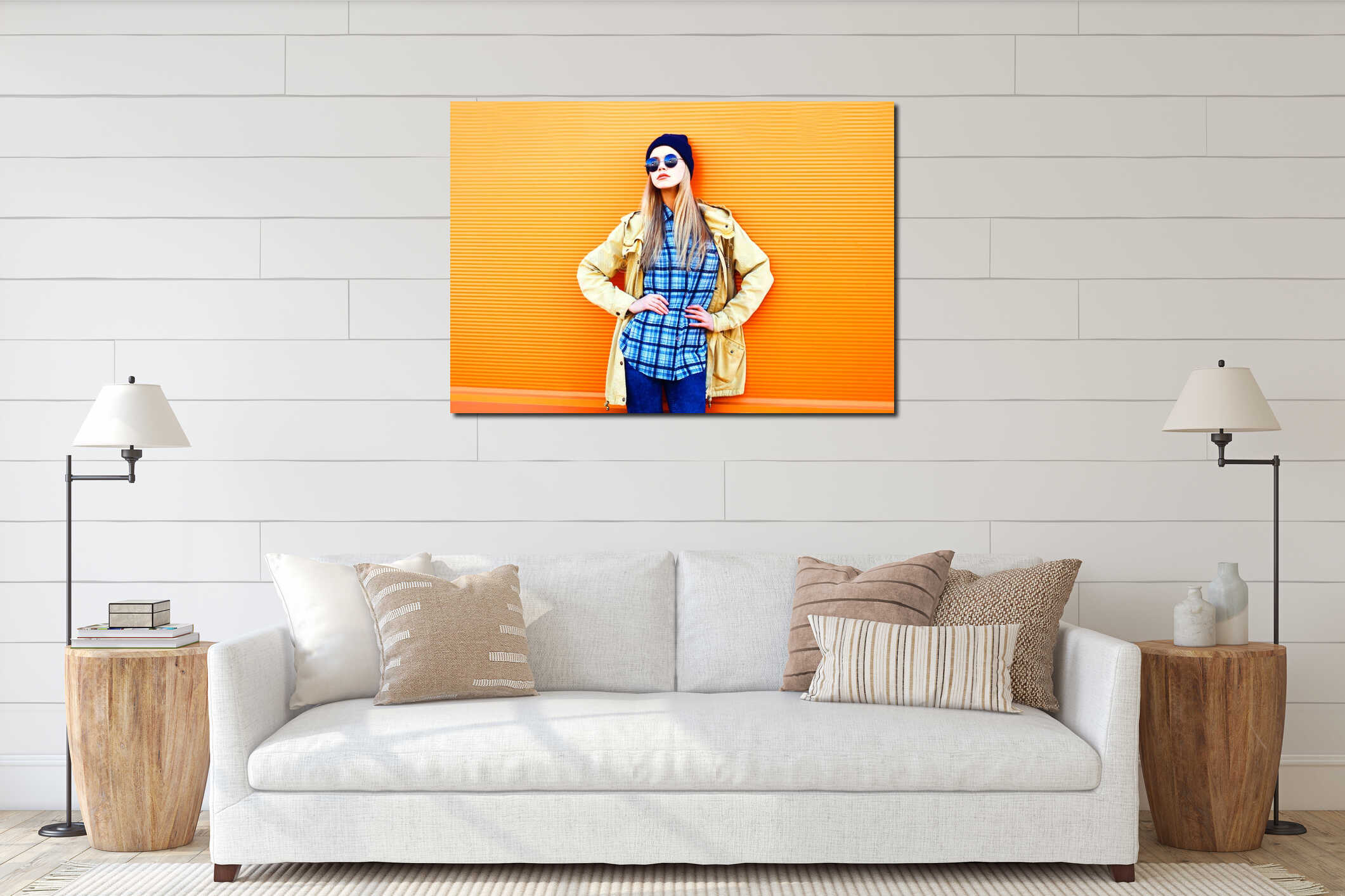 Canvas hanging interior mockup