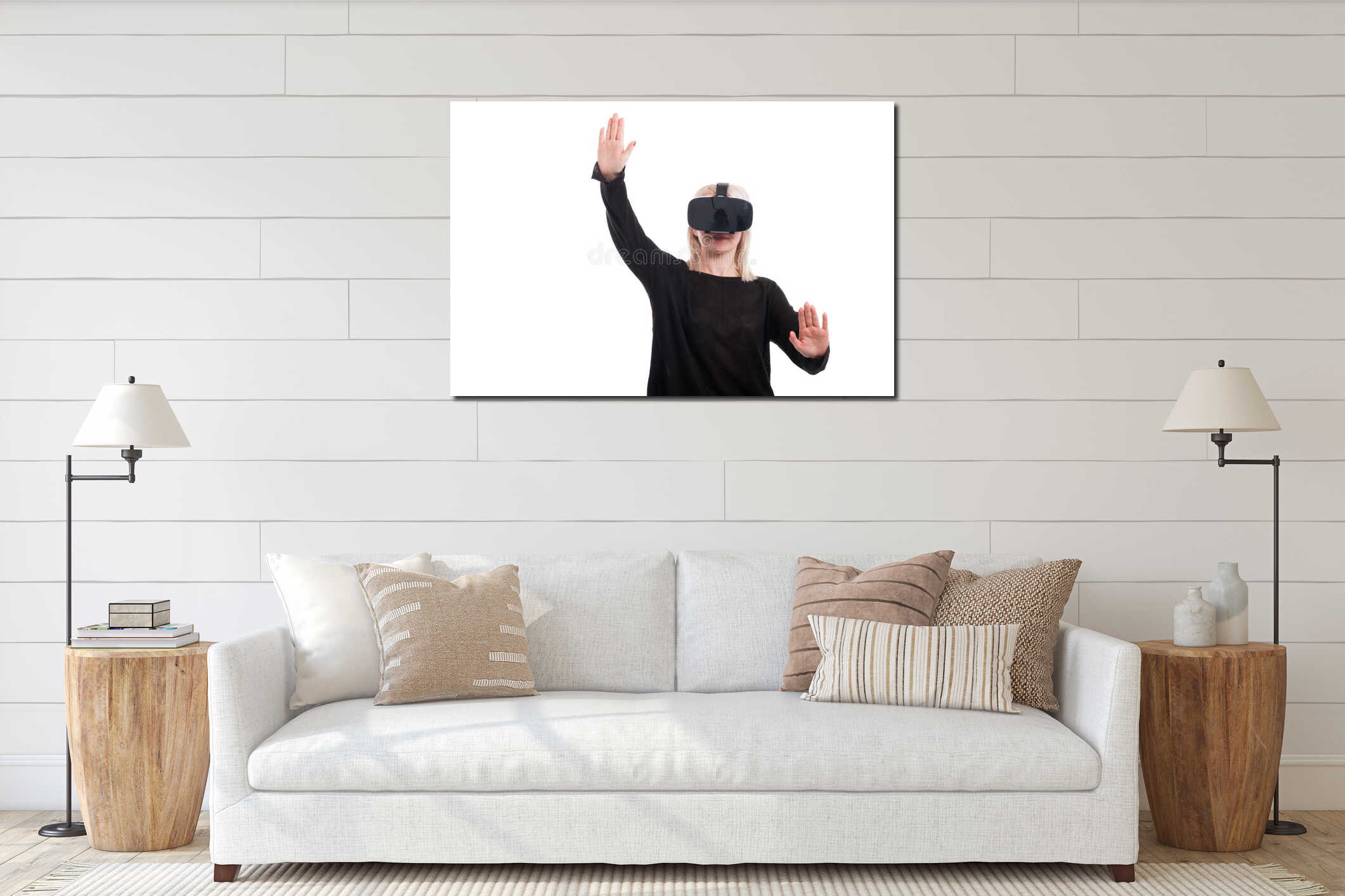 Canvas hanging interior mockup