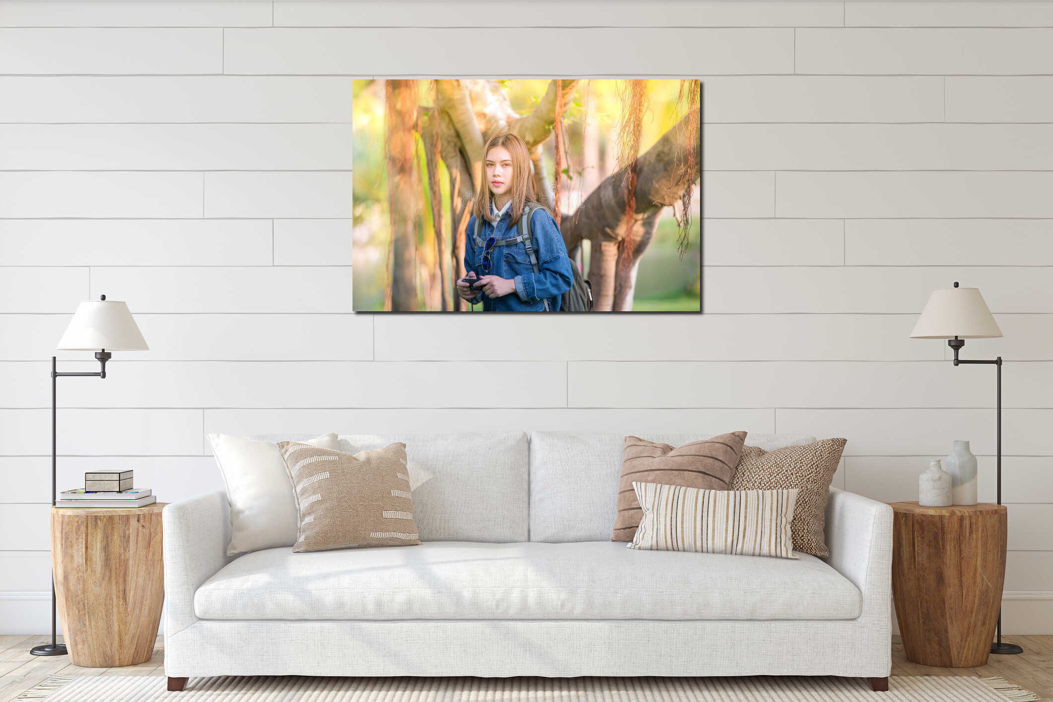 Canvas hanging interior mockup