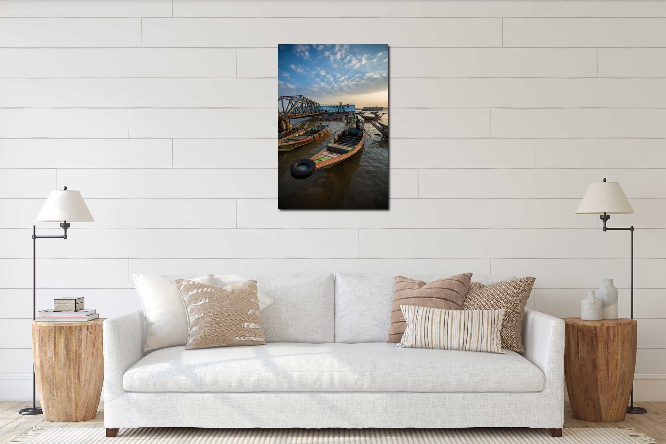 Canvas hanging interior mockup