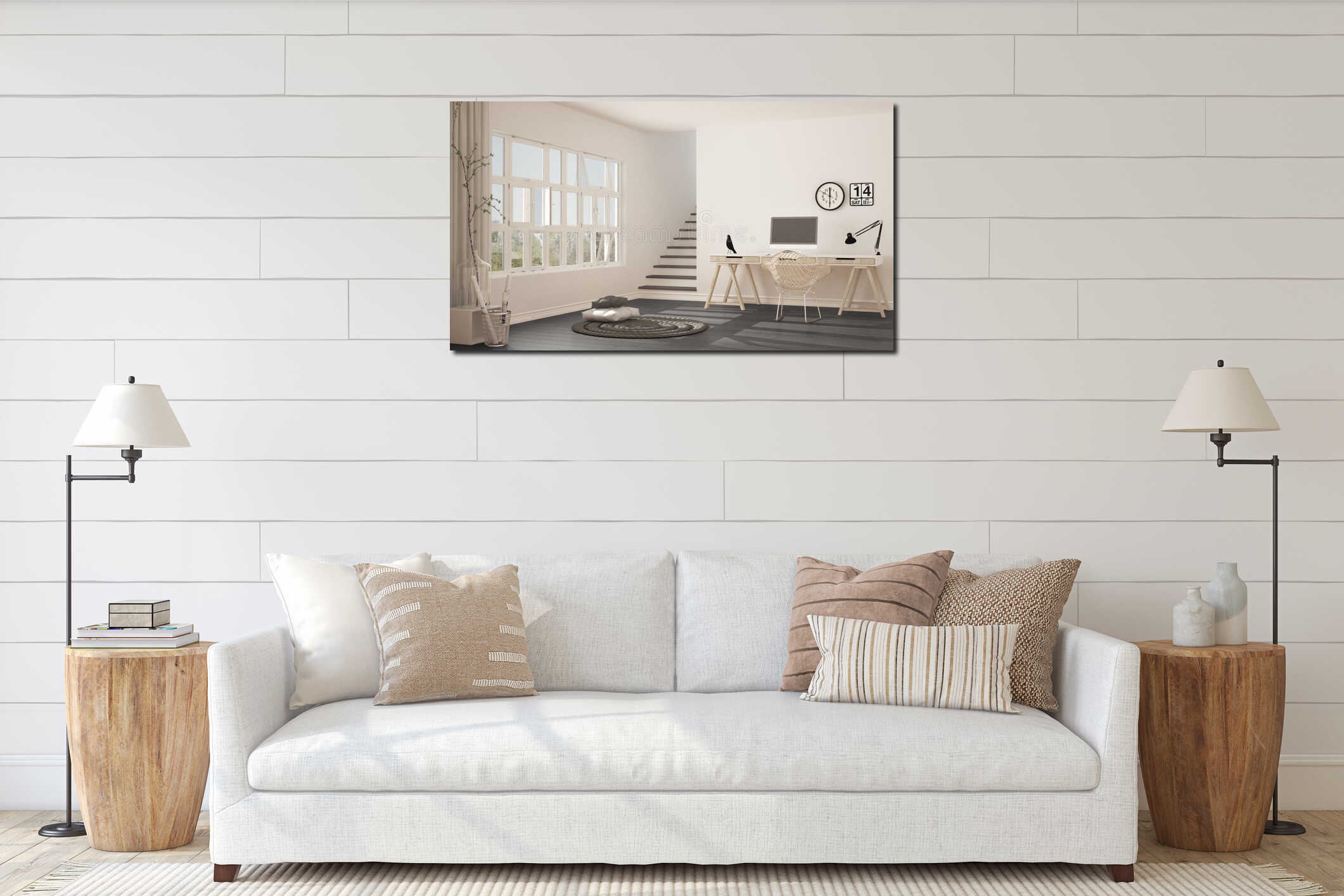 Canvas hanging interior mockup