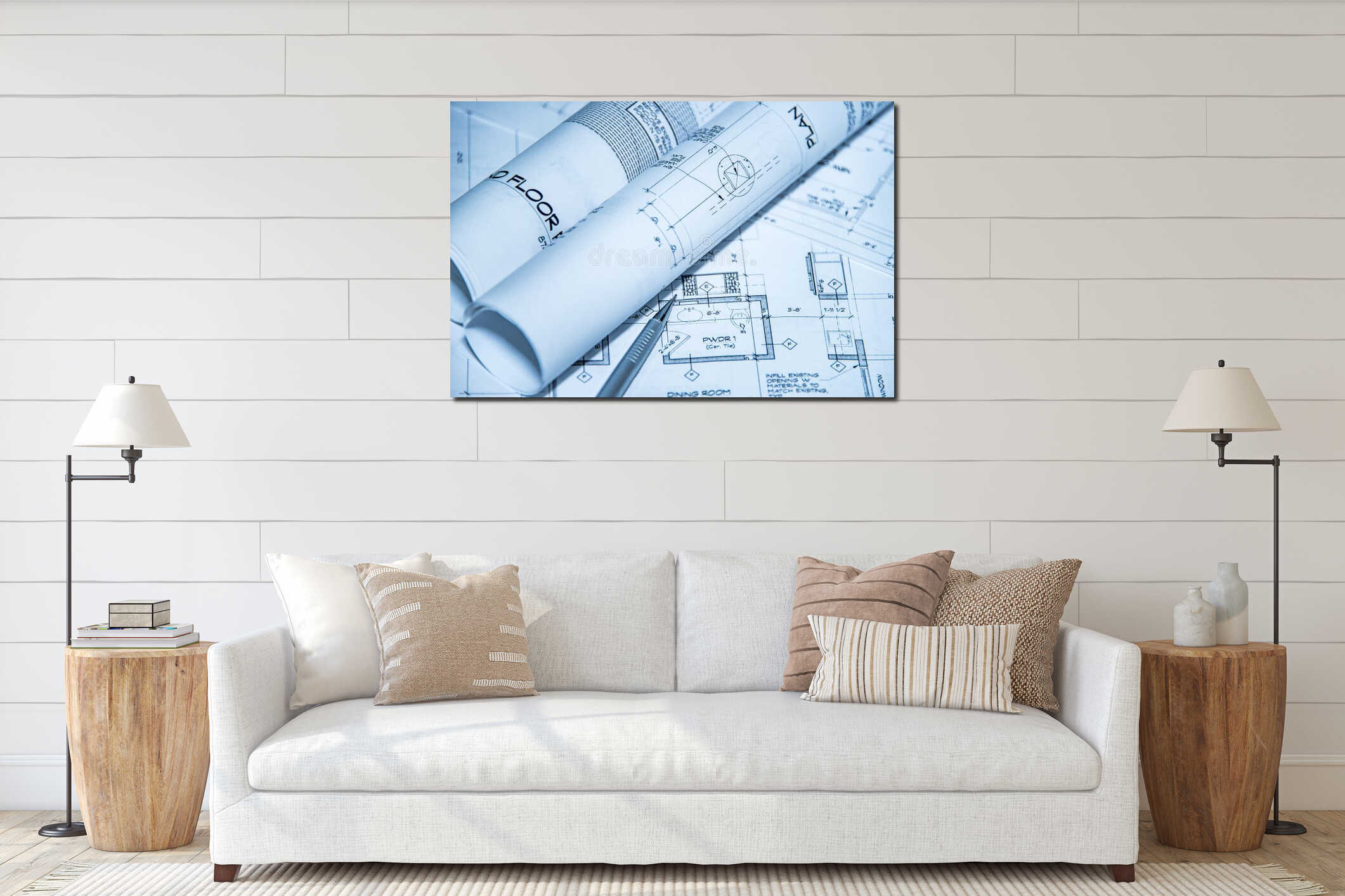 Canvas hanging interior mockup