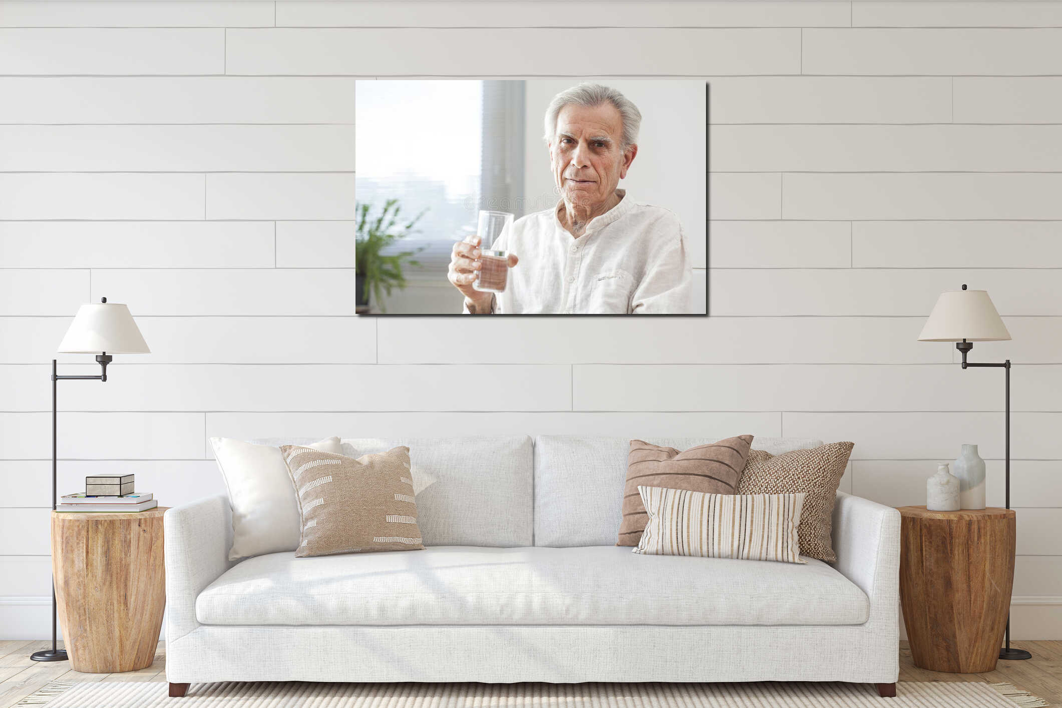 Canvas hanging interior mockup