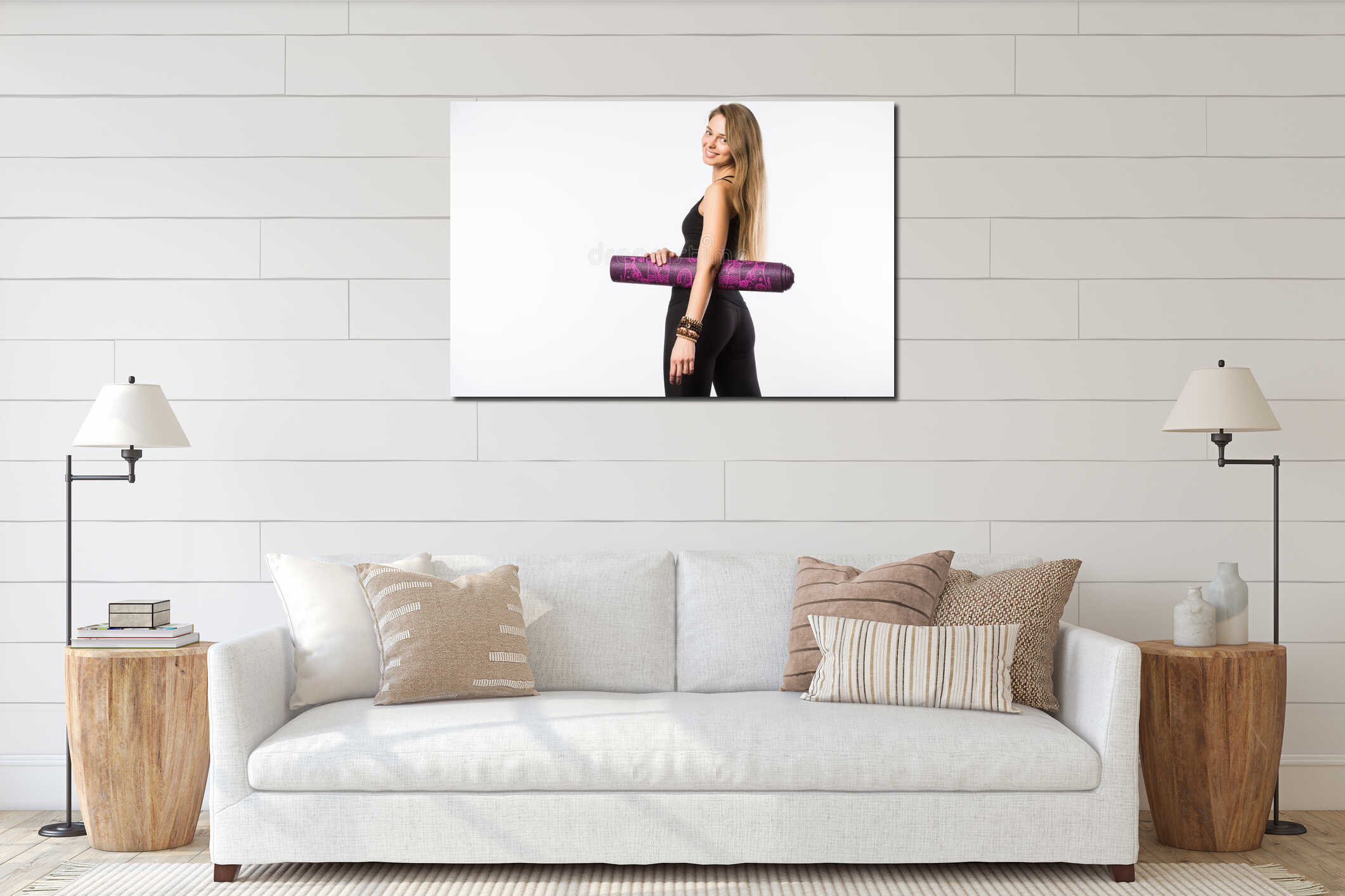 Canvas hanging interior mockup