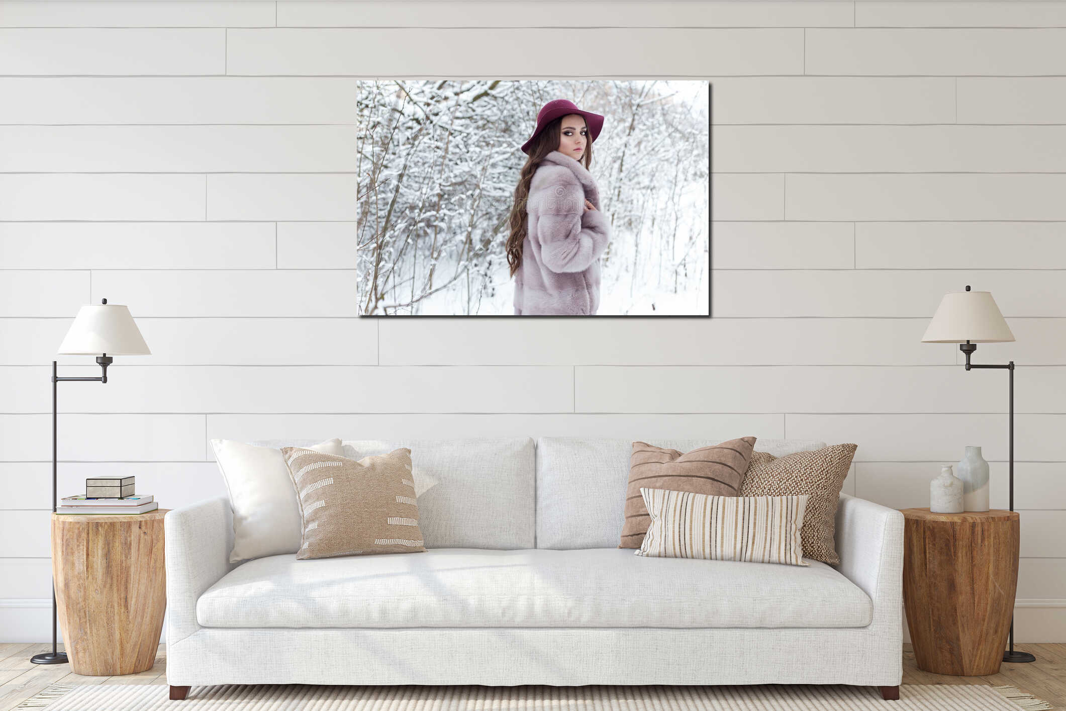 Canvas hanging interior mockup