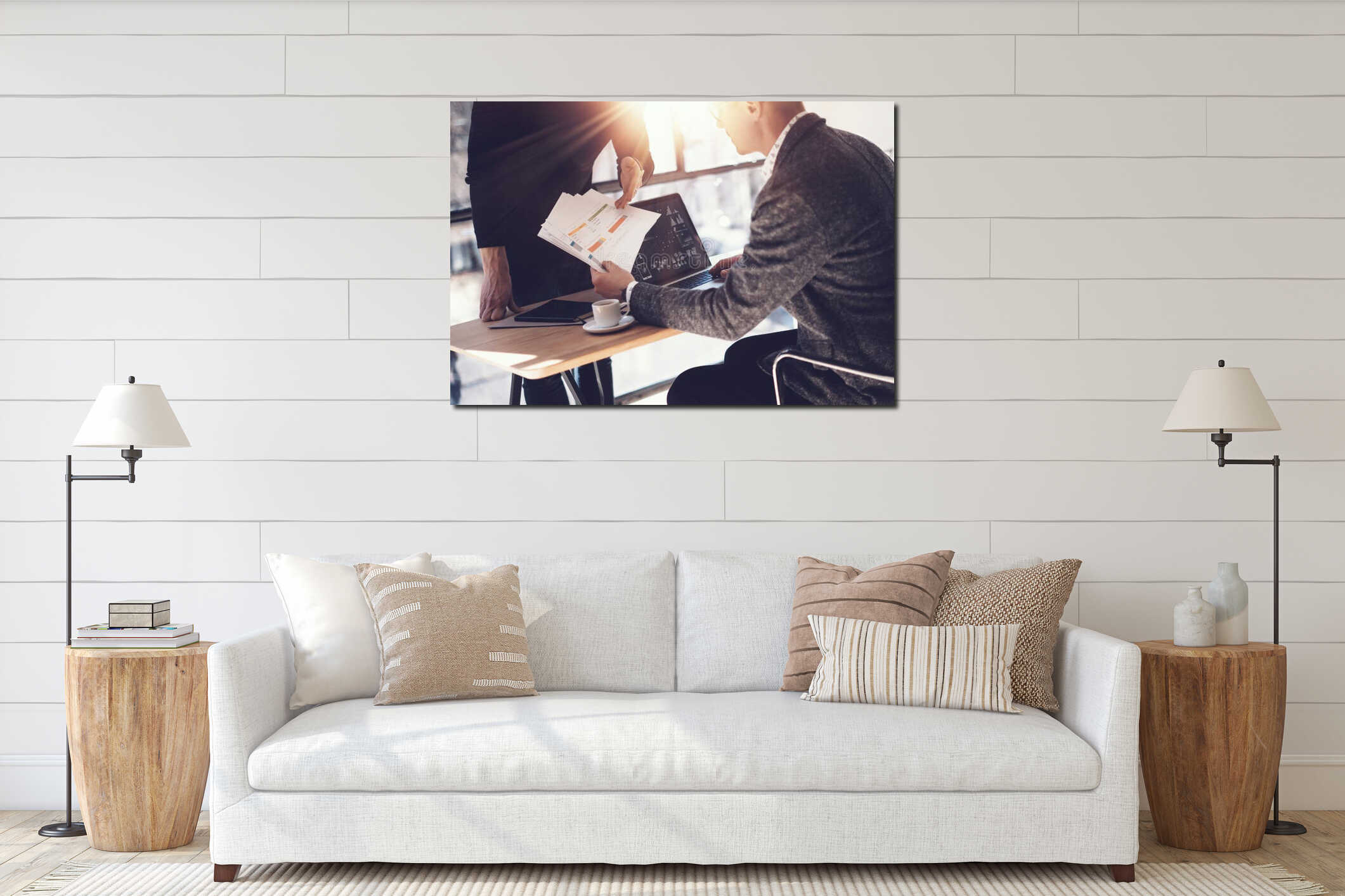 Canvas hanging interior mockup