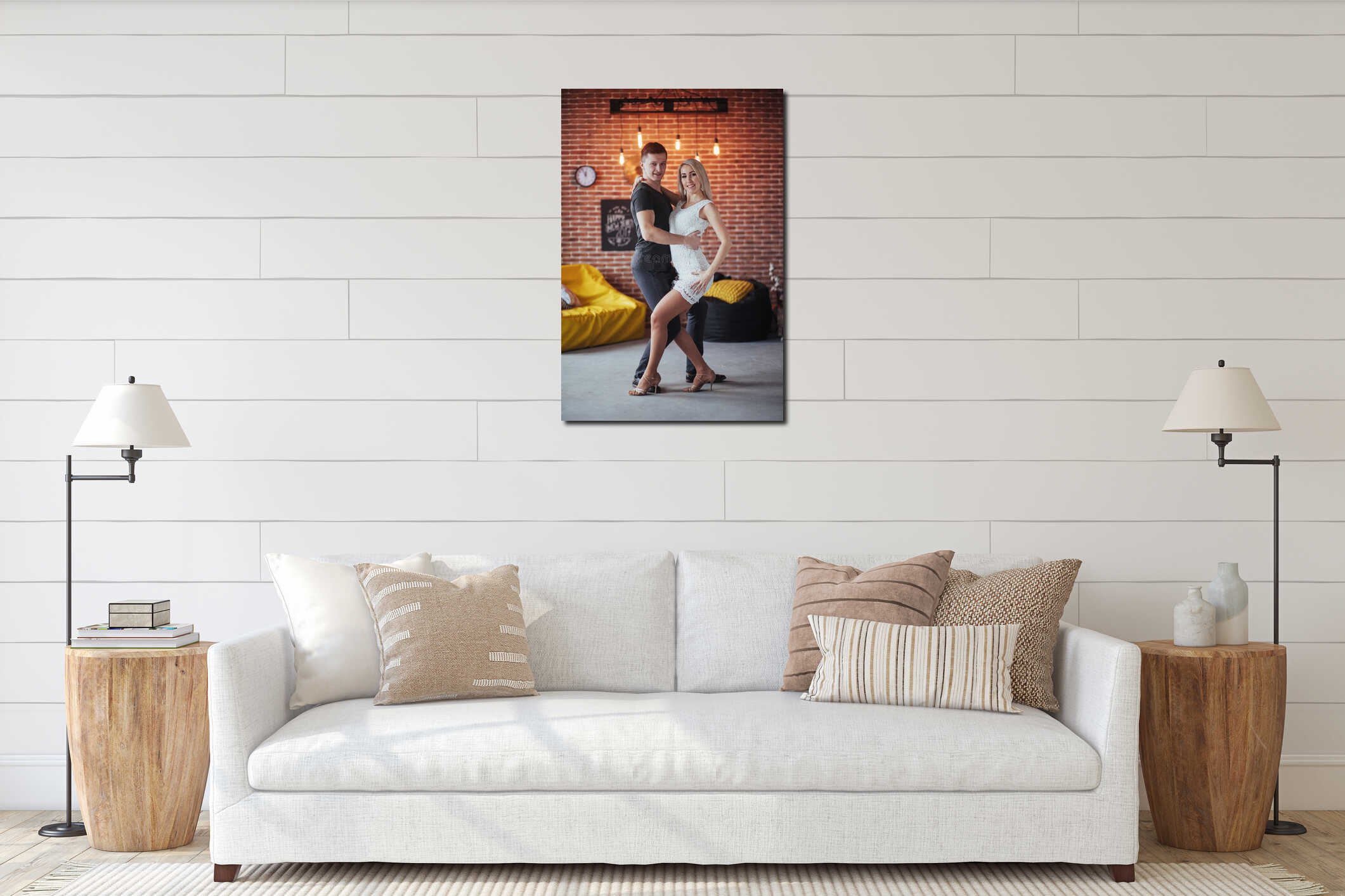 Canvas hanging interior mockup