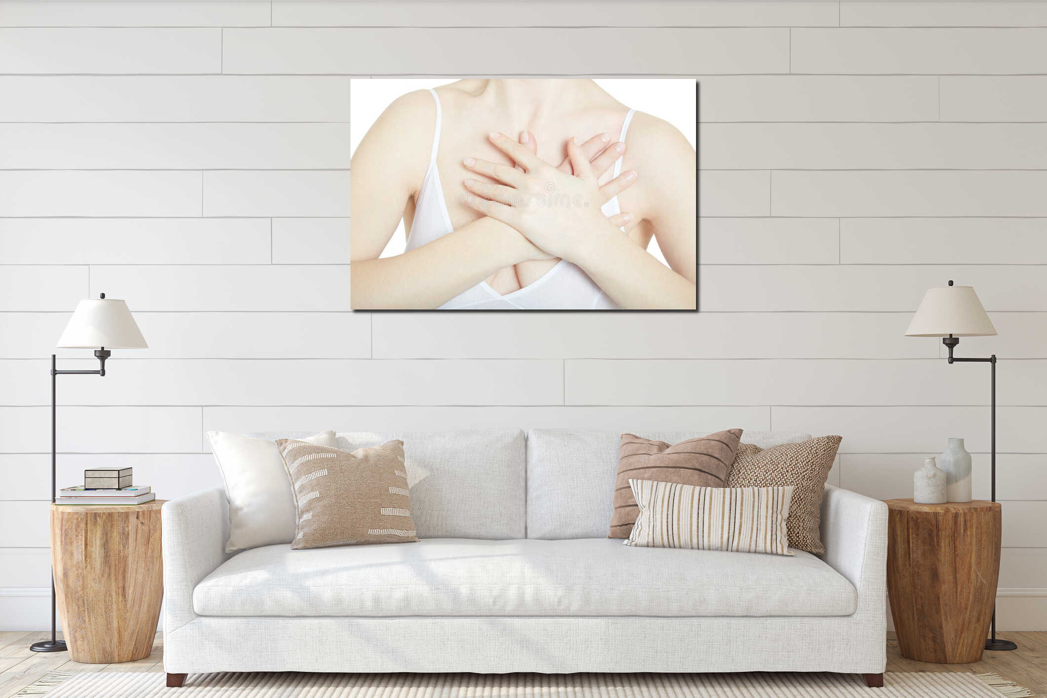 Canvas hanging interior mockup