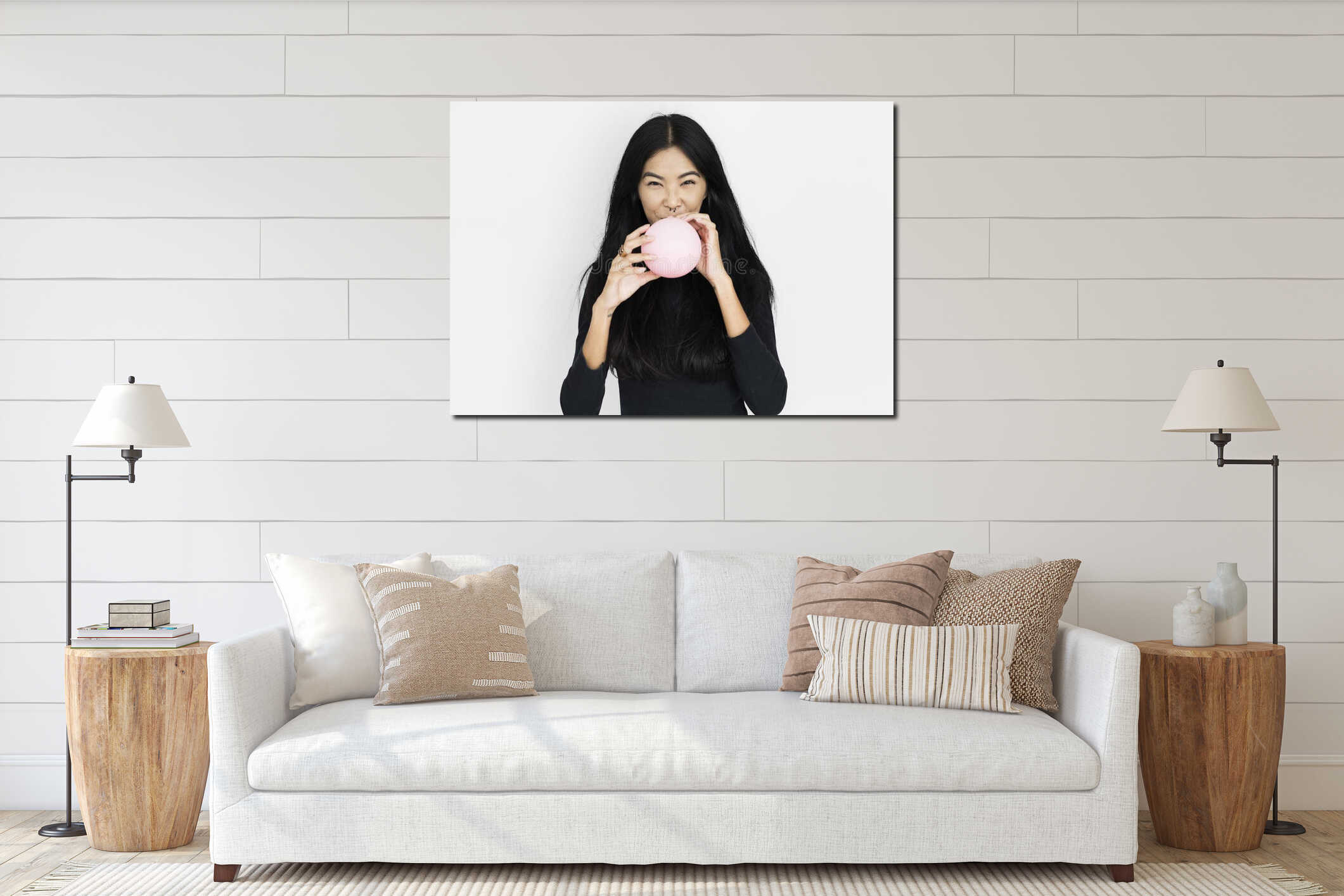 Canvas hanging interior mockup