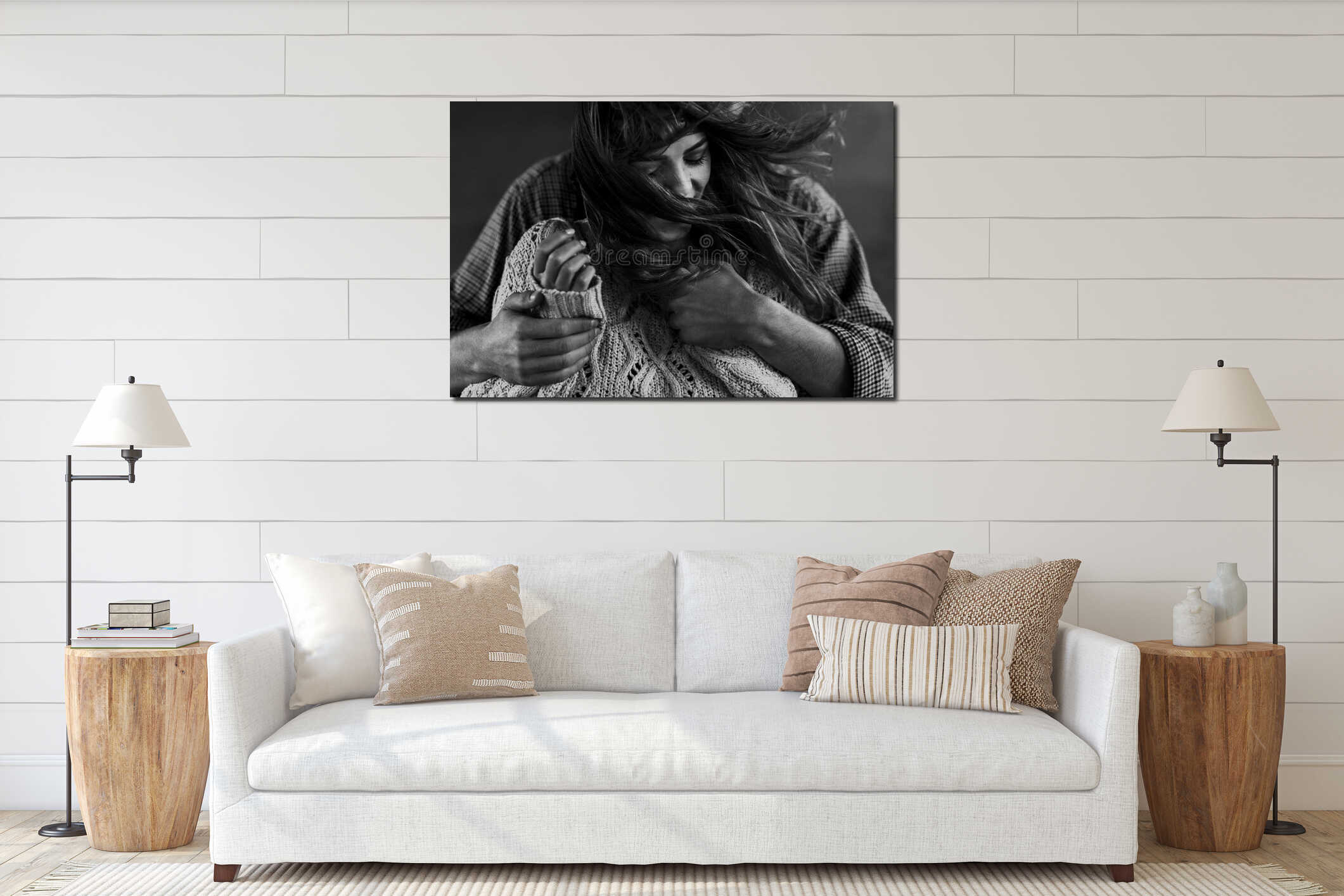 Canvas hanging interior mockup