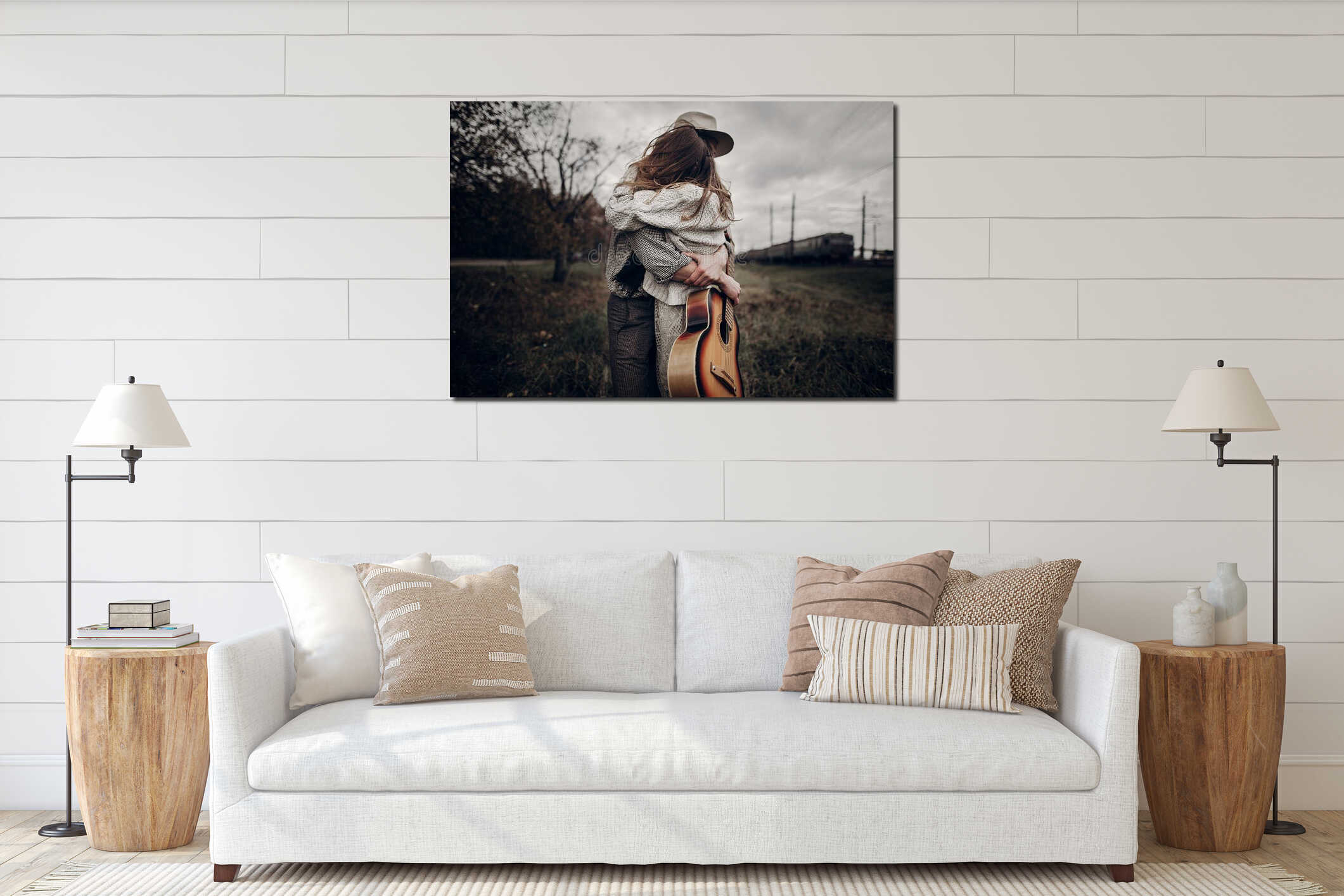 Canvas hanging interior mockup