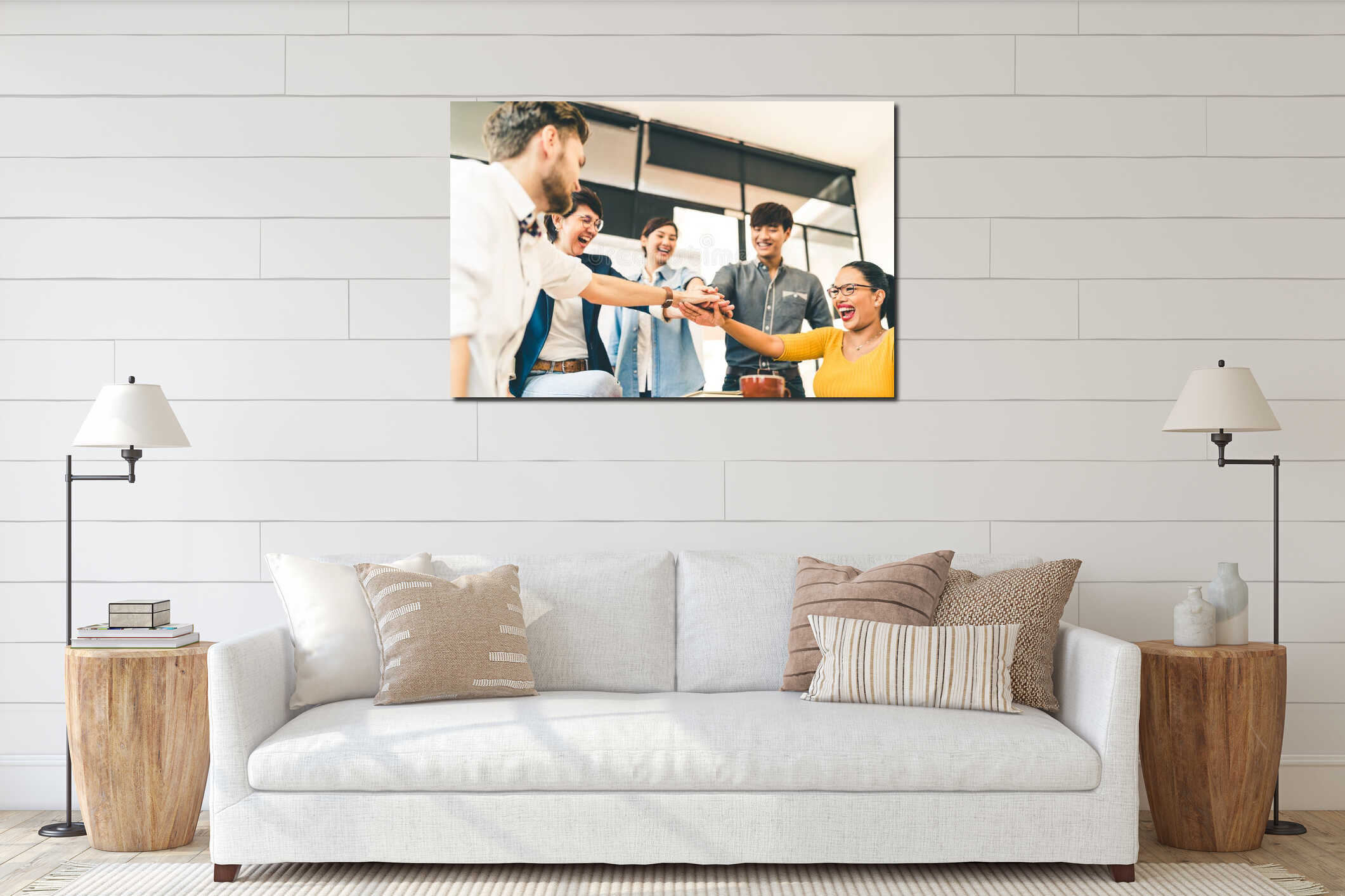 Canvas hanging interior mockup