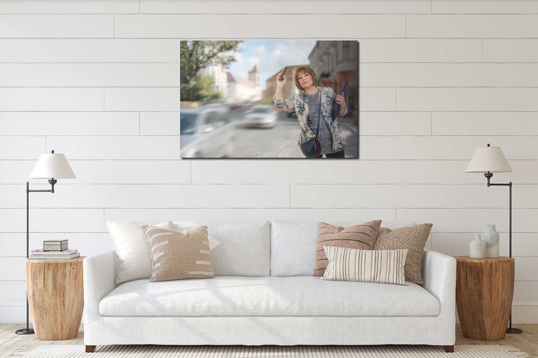 Canvas hanging interior mockup