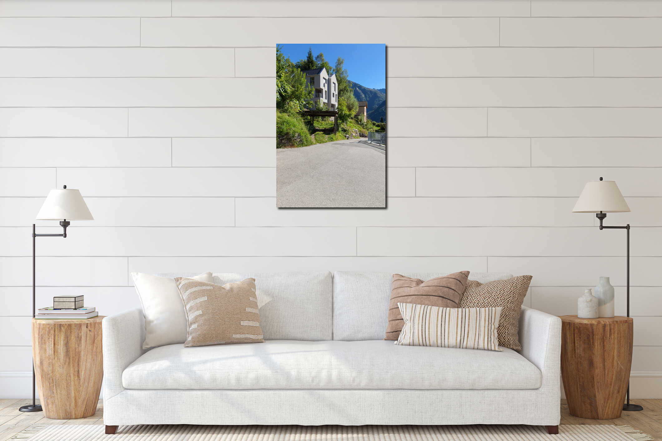 Canvas hanging interior mockup