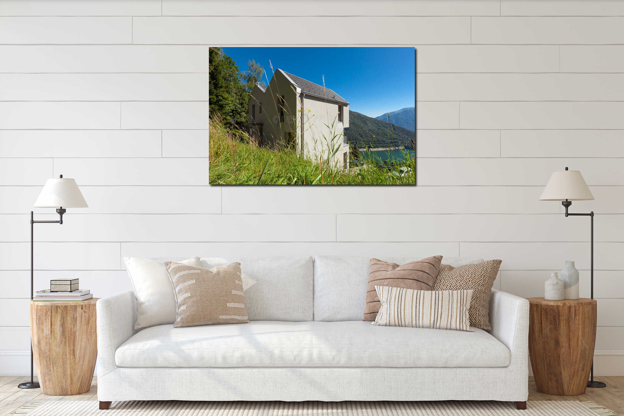 Canvas hanging interior mockup