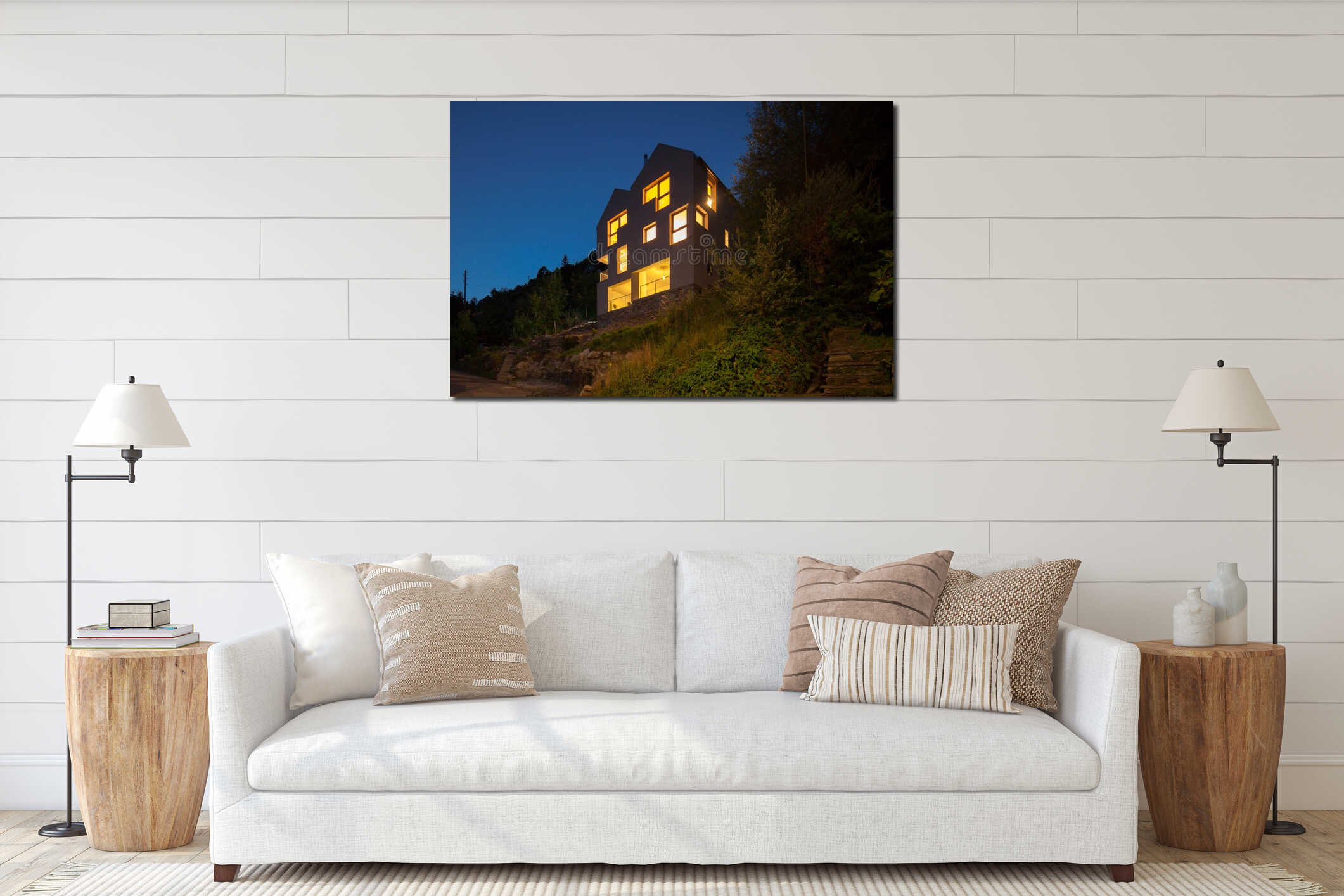 Canvas hanging interior mockup