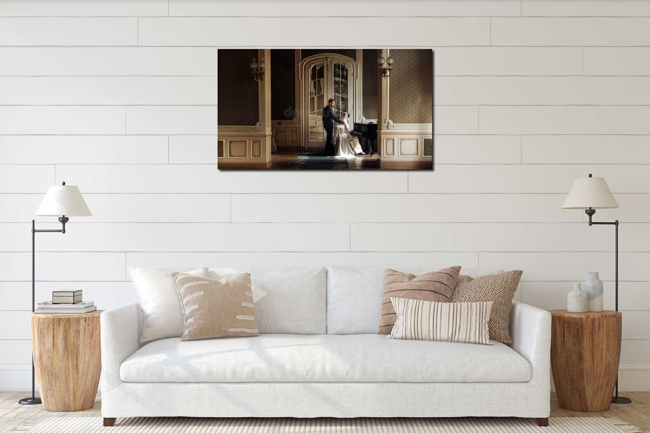 Canvas hanging interior mockup