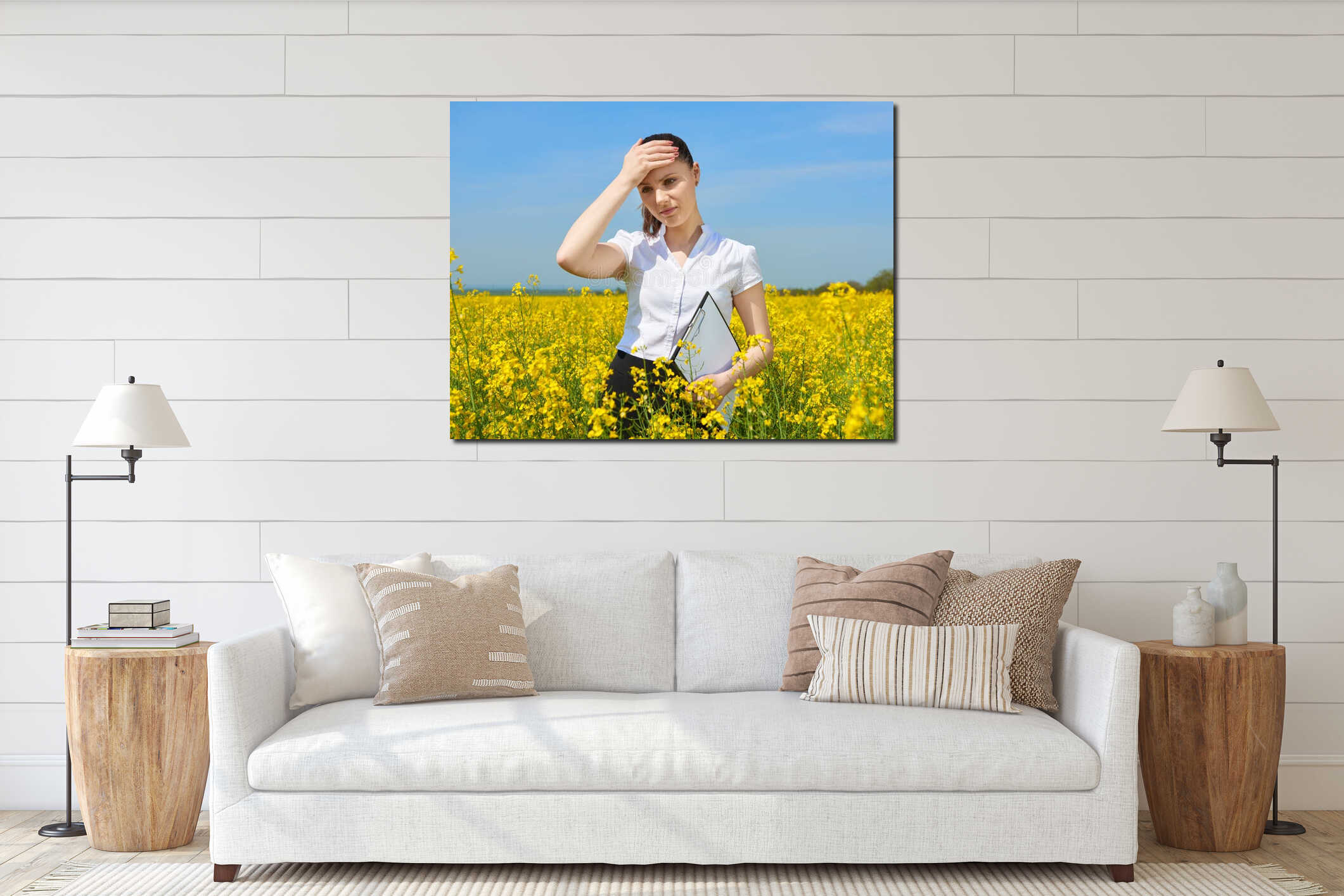 Canvas hanging interior mockup