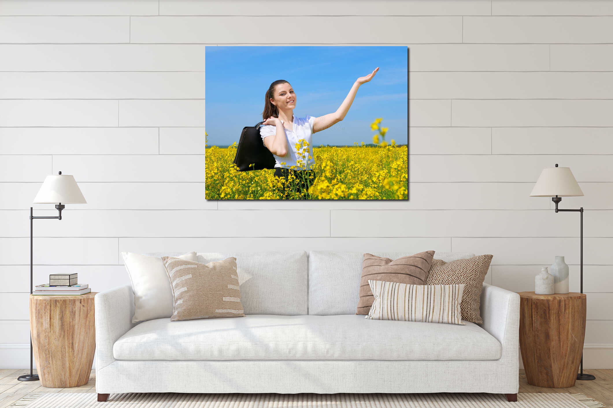 Canvas hanging interior mockup