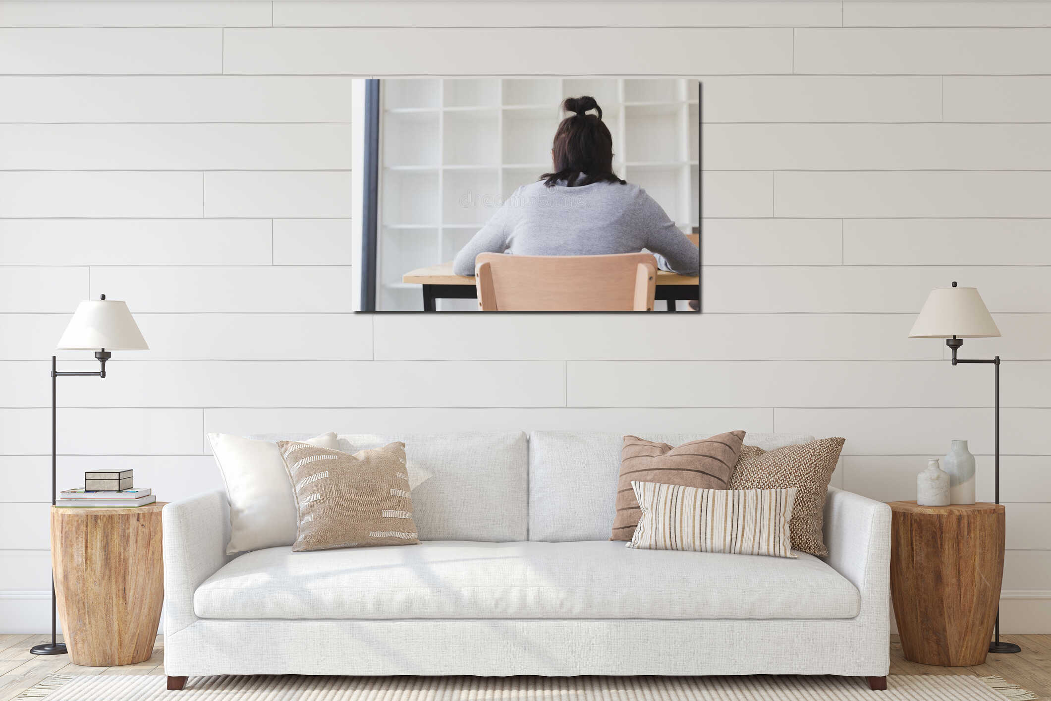 Canvas hanging interior mockup