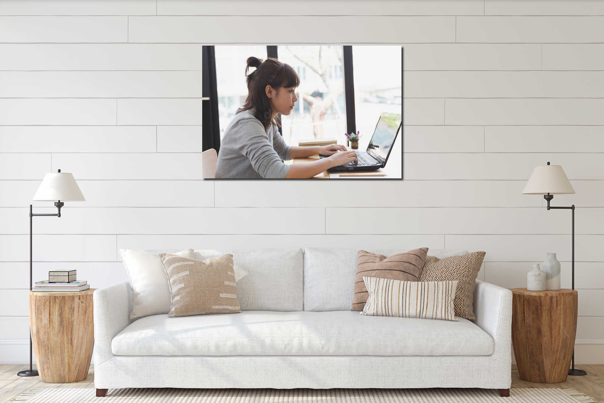 Canvas hanging interior mockup