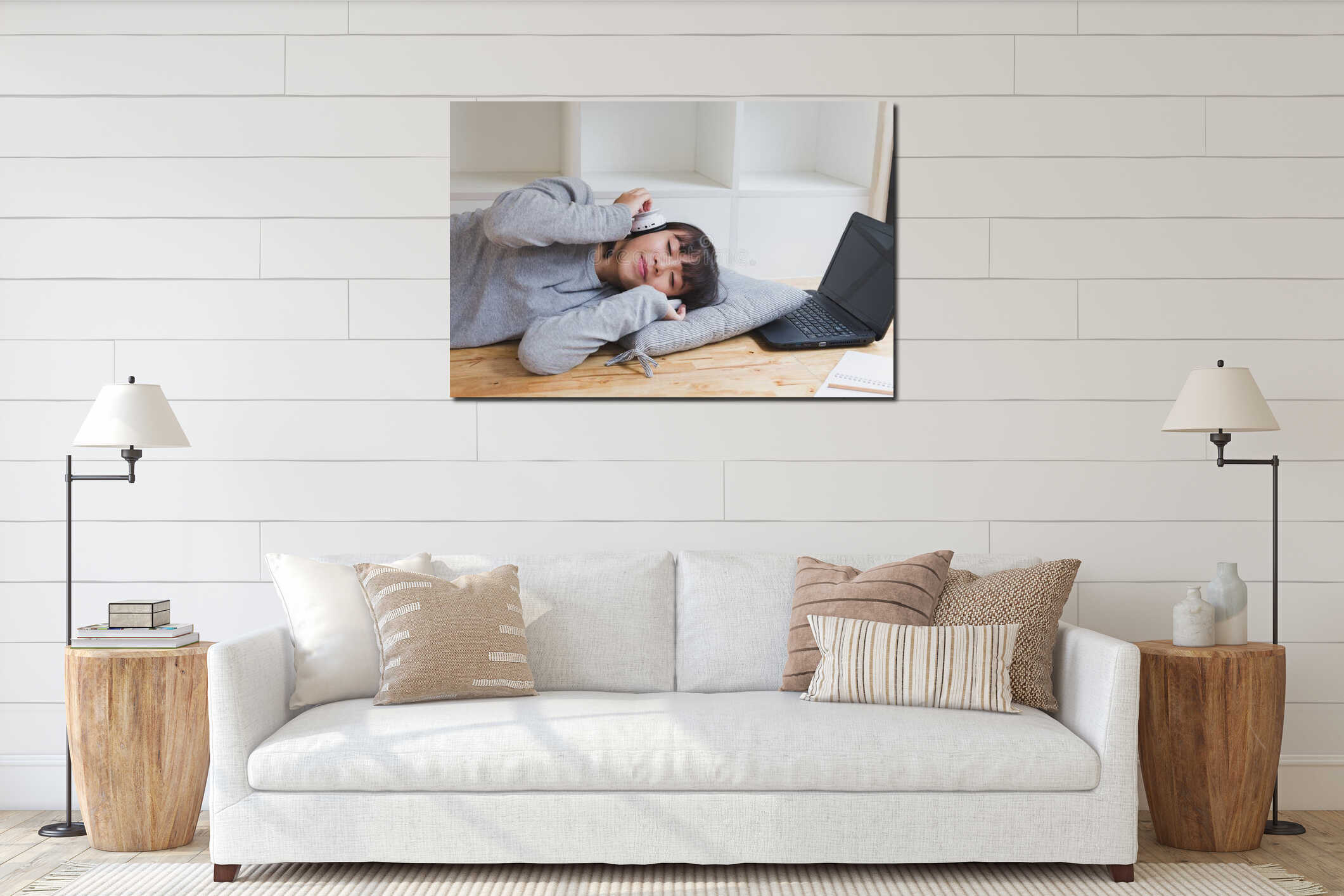 Canvas hanging interior mockup