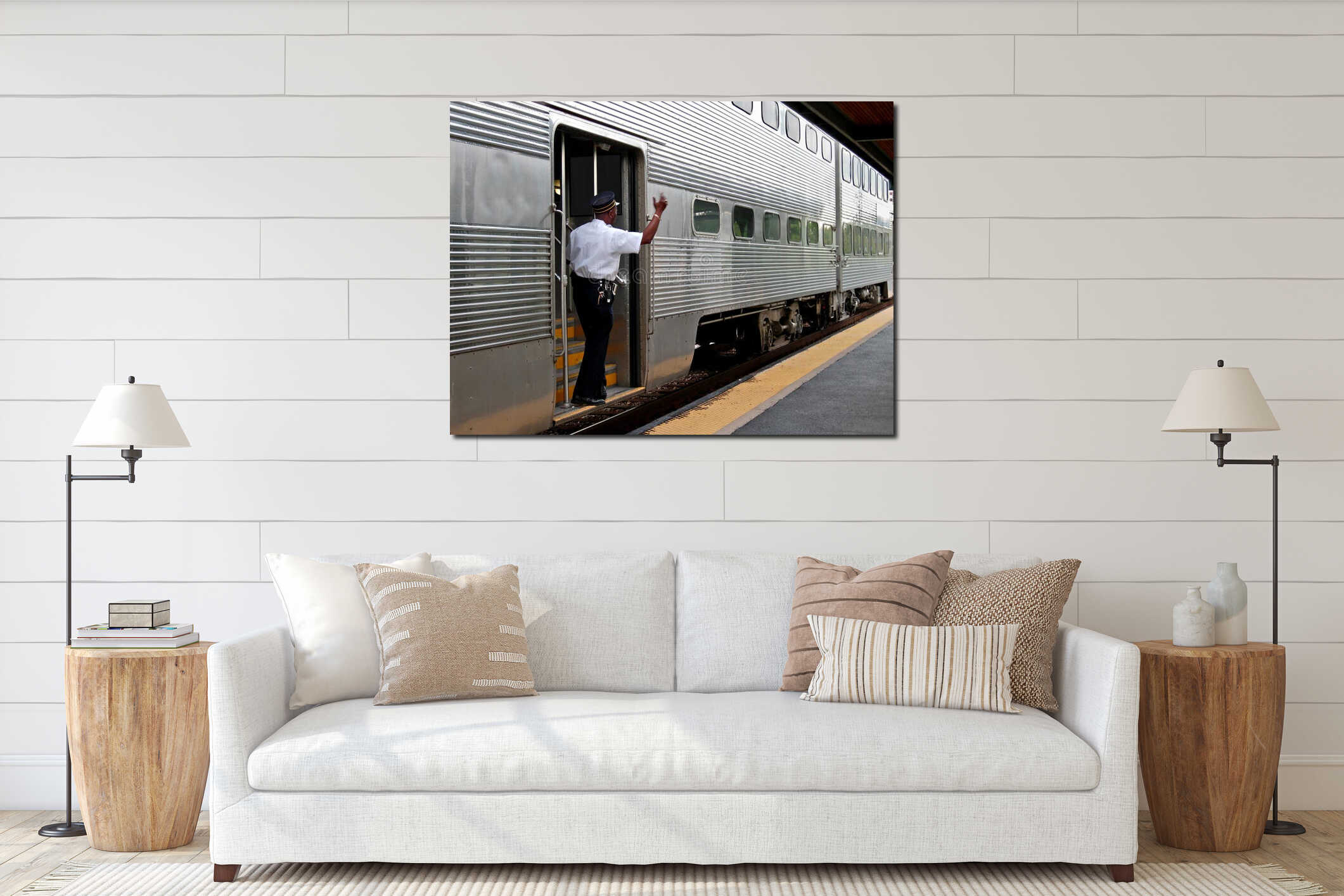 Canvas hanging interior mockup