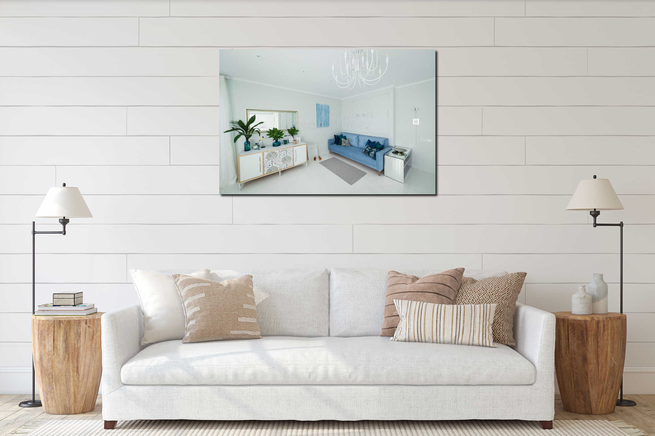 Canvas hanging interior mockup