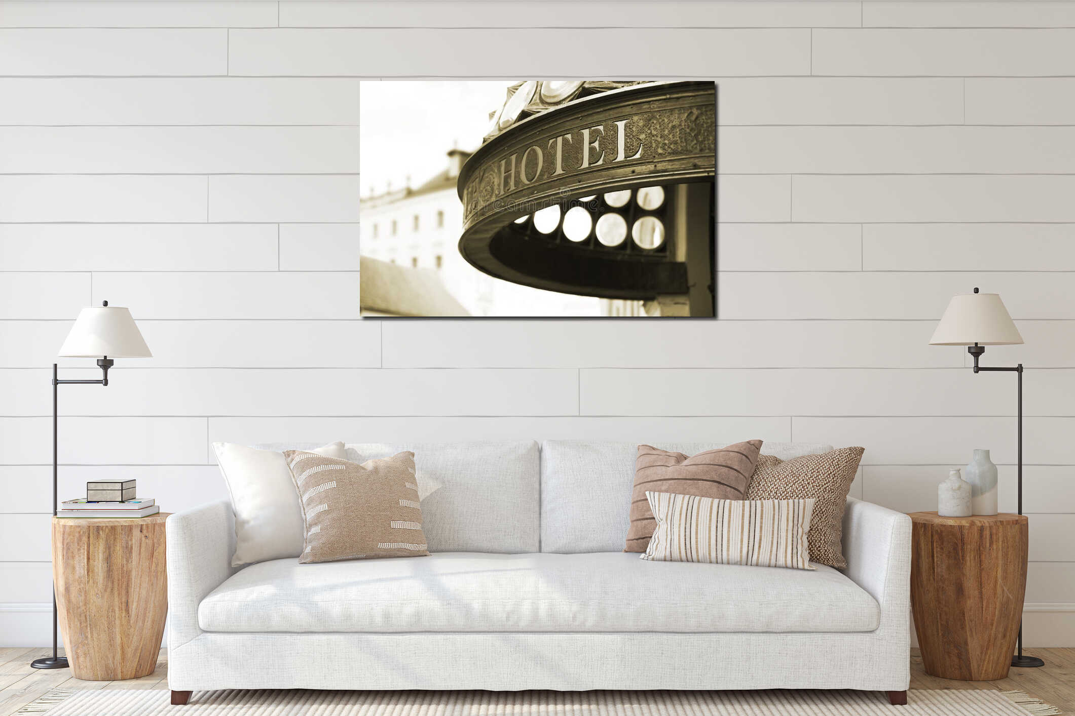 Canvas hanging interior mockup
