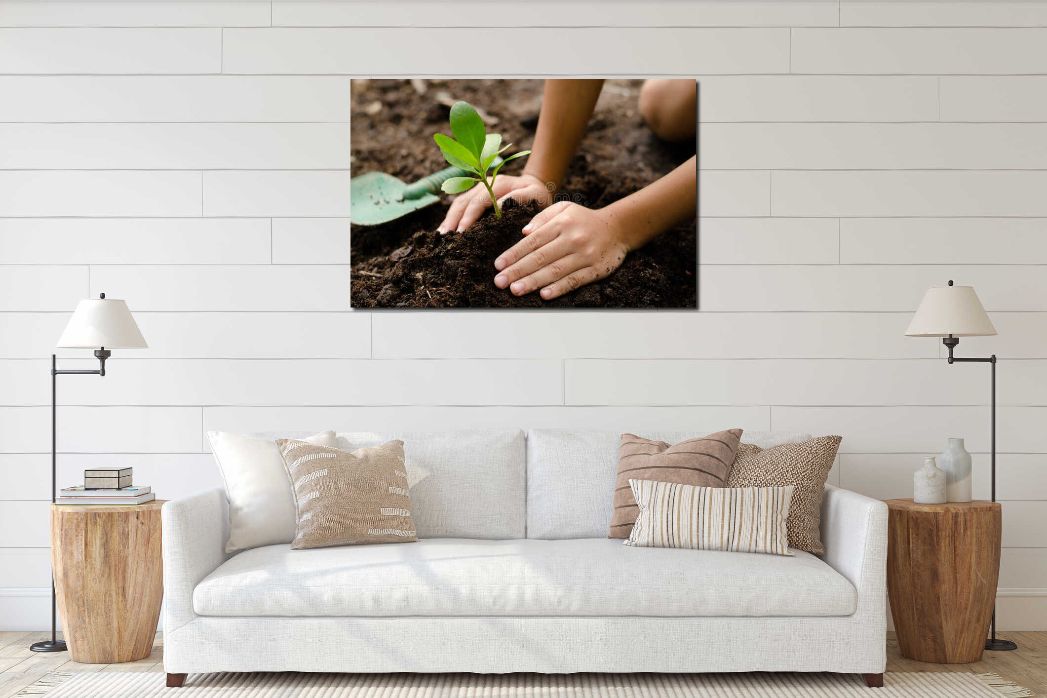 Canvas hanging interior mockup