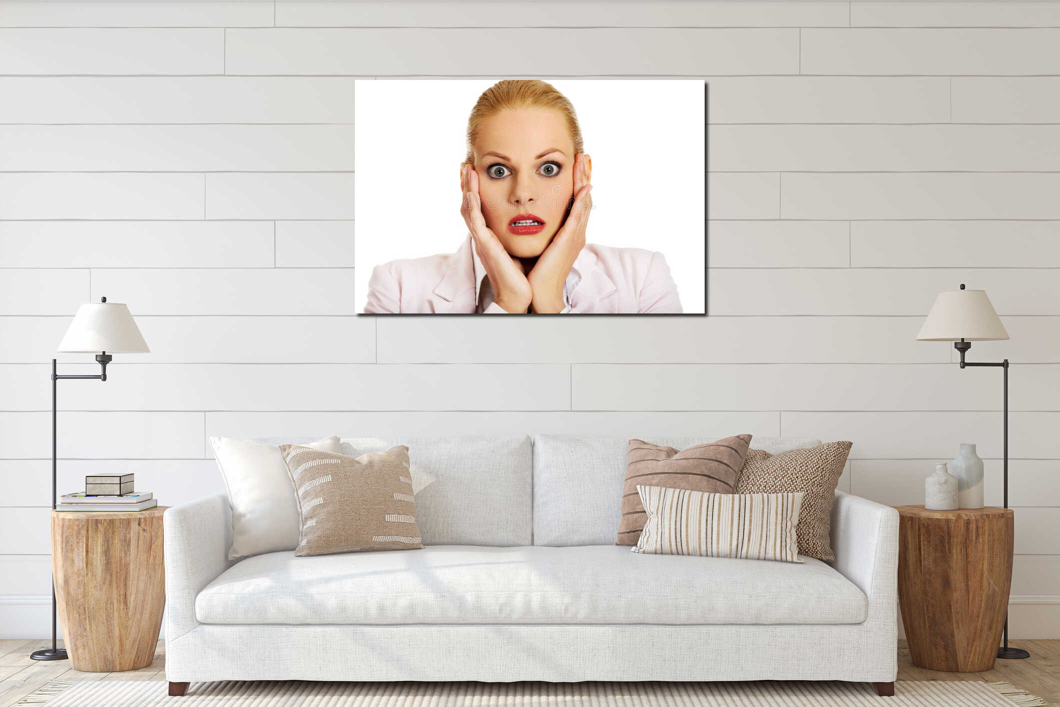 Canvas hanging interior mockup
