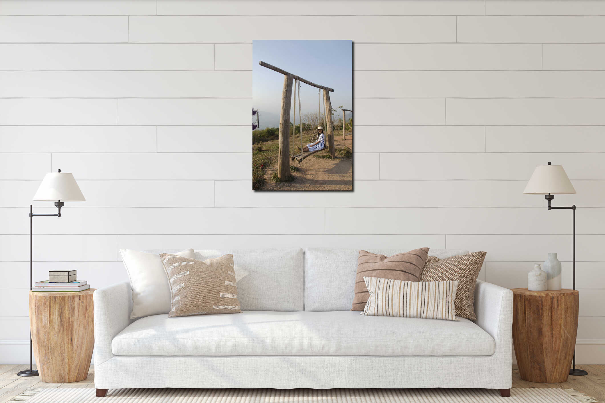 Canvas hanging interior mockup