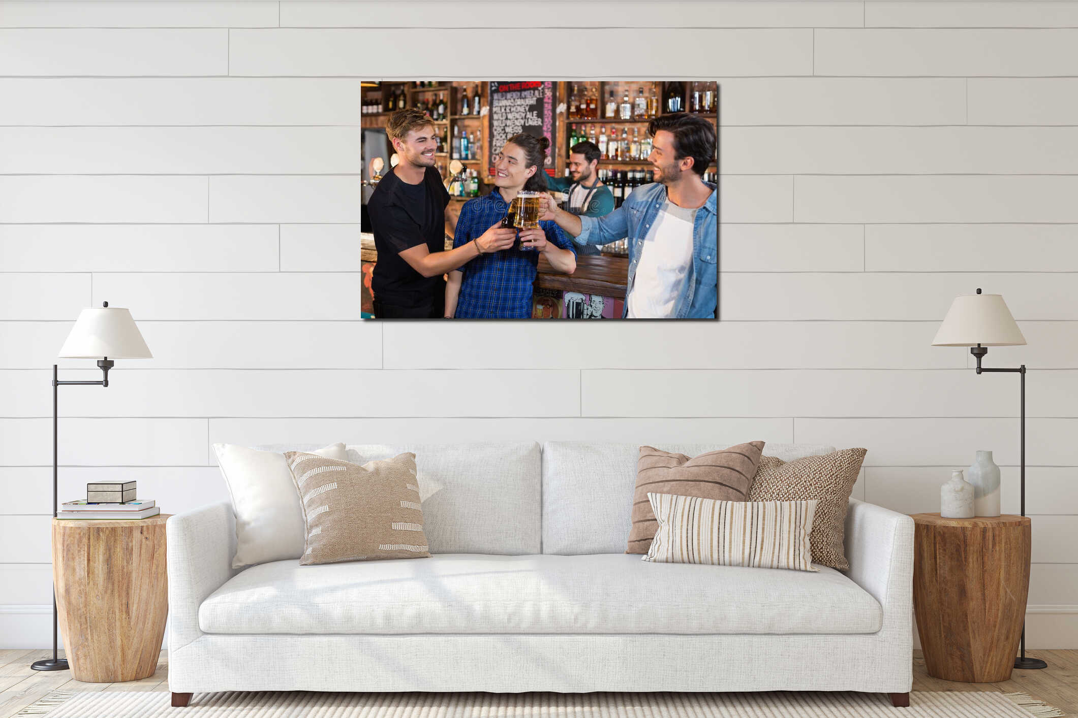 Canvas hanging interior mockup
