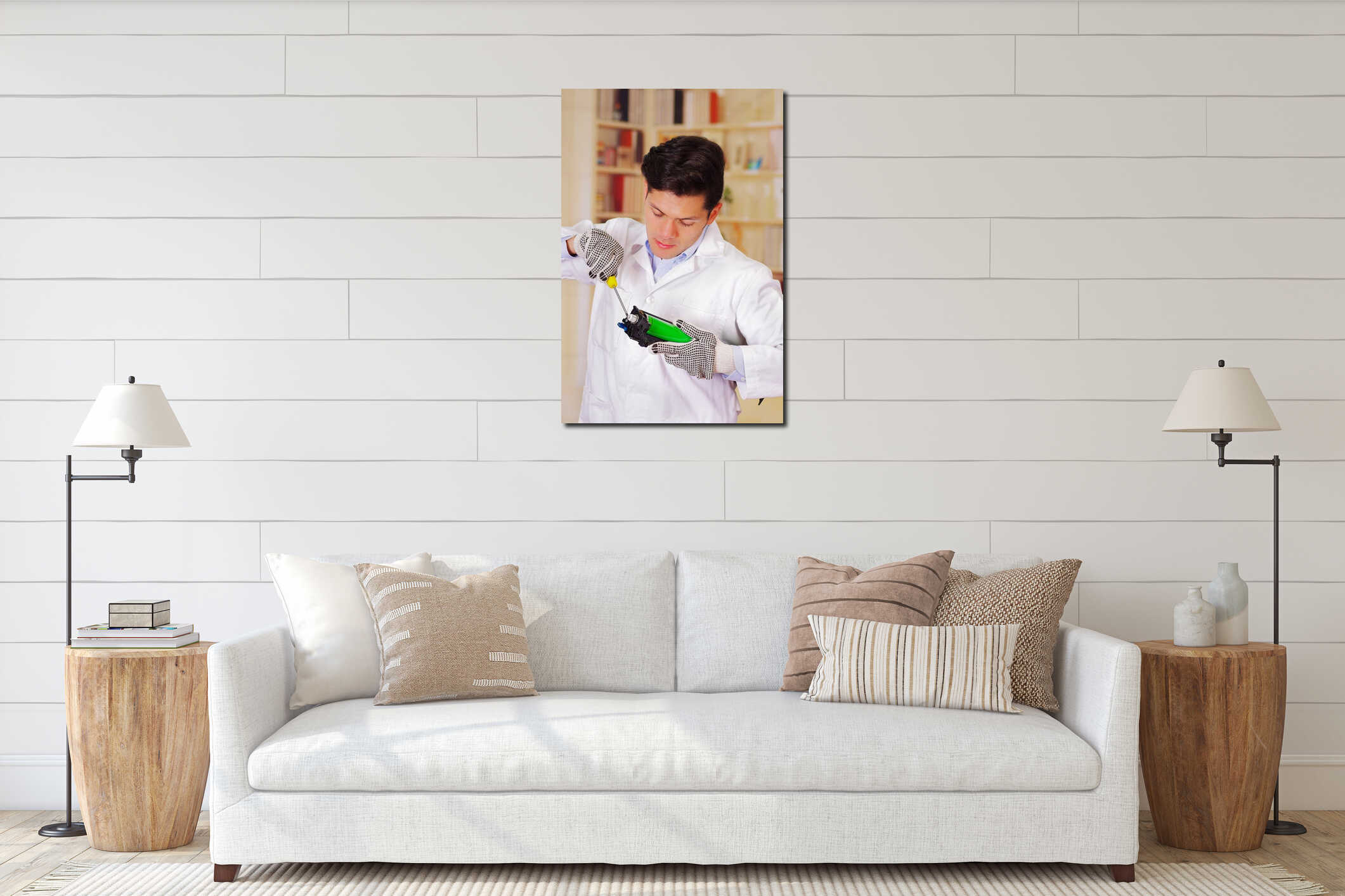 Canvas hanging interior mockup