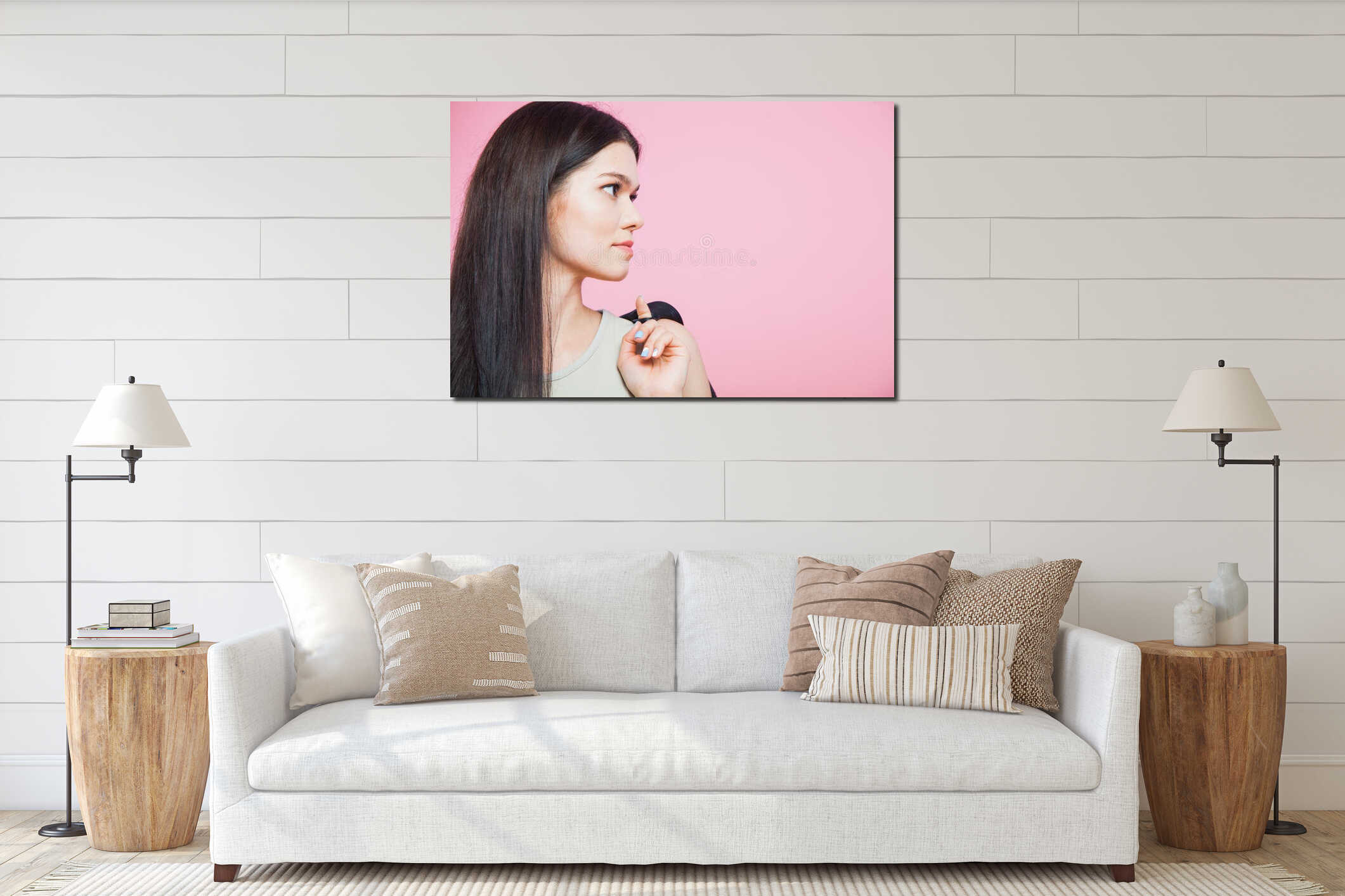 Canvas hanging interior mockup