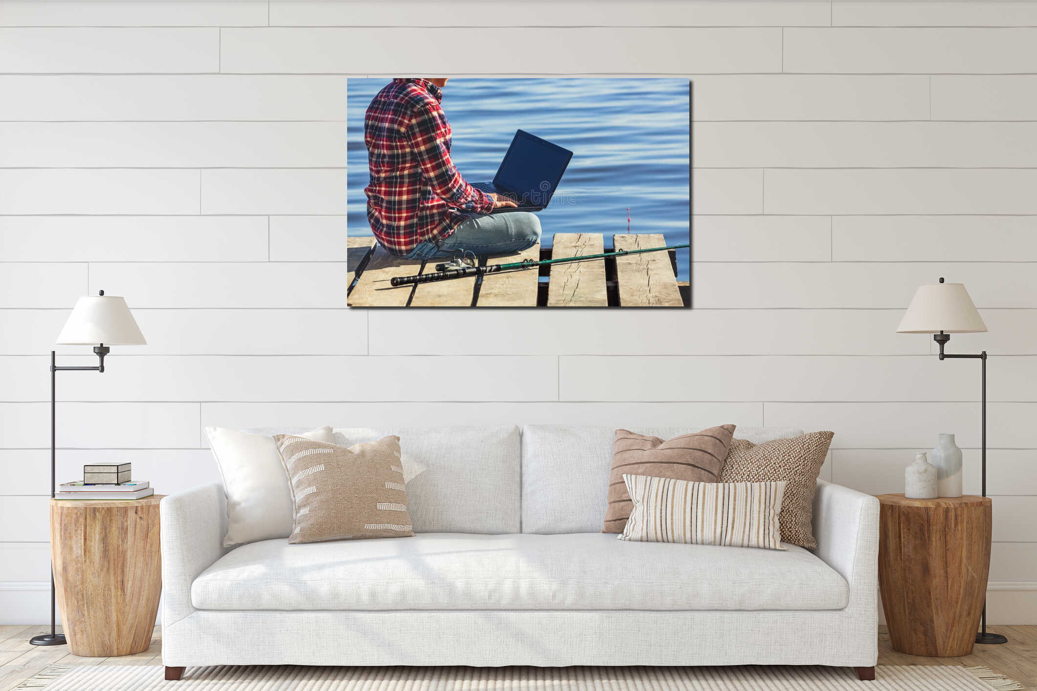 Canvas hanging interior mockup
